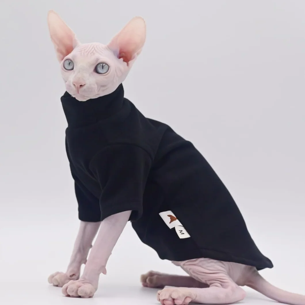 Sphynx Ubrania dla kotów, samonagrzewające się, ciepła bielizna termiczna, bezwłose, ubrania dla kota Sfinksa, Devon, Cornish ubrania dla kotów i małych kotów i psów (czarne), rozmiar L
