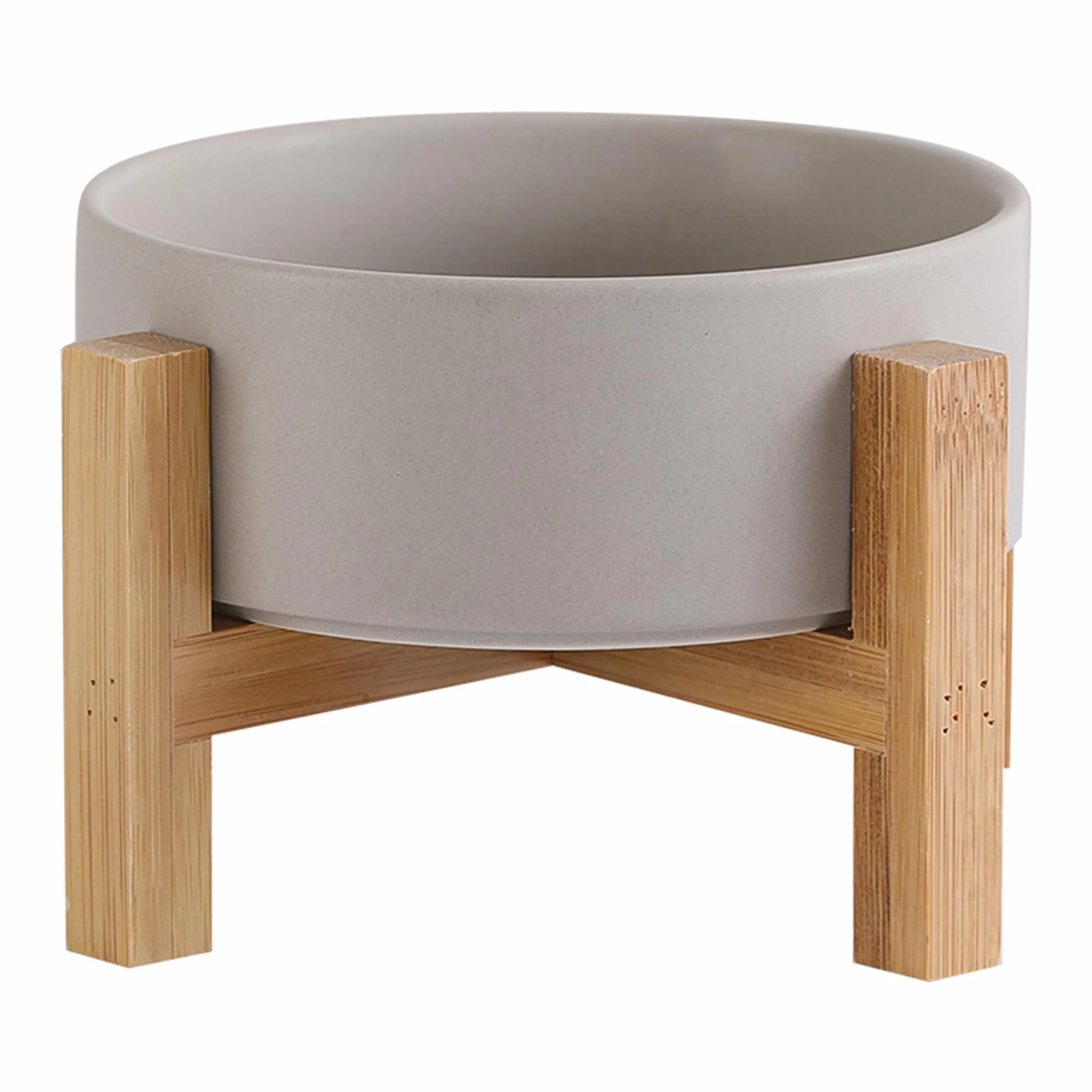 Szara ceramiczna podwyższona miska dla kota, naczynie na karmę dla kotów ze stojakiem, podwyższona miska na karmę dla kota lub wodę, zapobiegająca wymiotom, miska dla zwierząt z antypoślizgową gumową