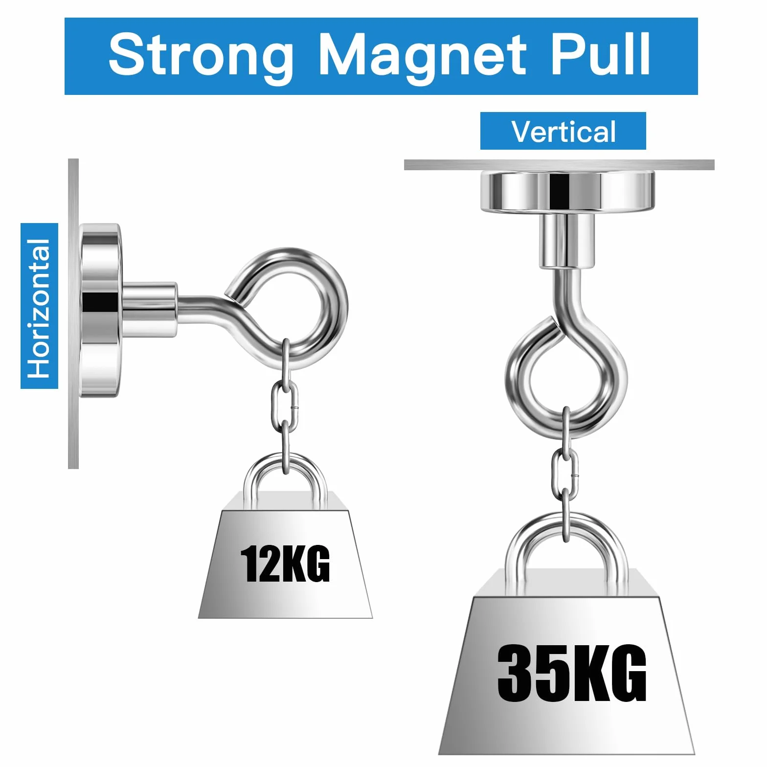Wukong Bardzo mocne, okrągłe haczyki z magnesem neodymowym 32 mm, 4 szt., 35 kg (77 lb), do kuchni, magazynu i na zewnątrz
