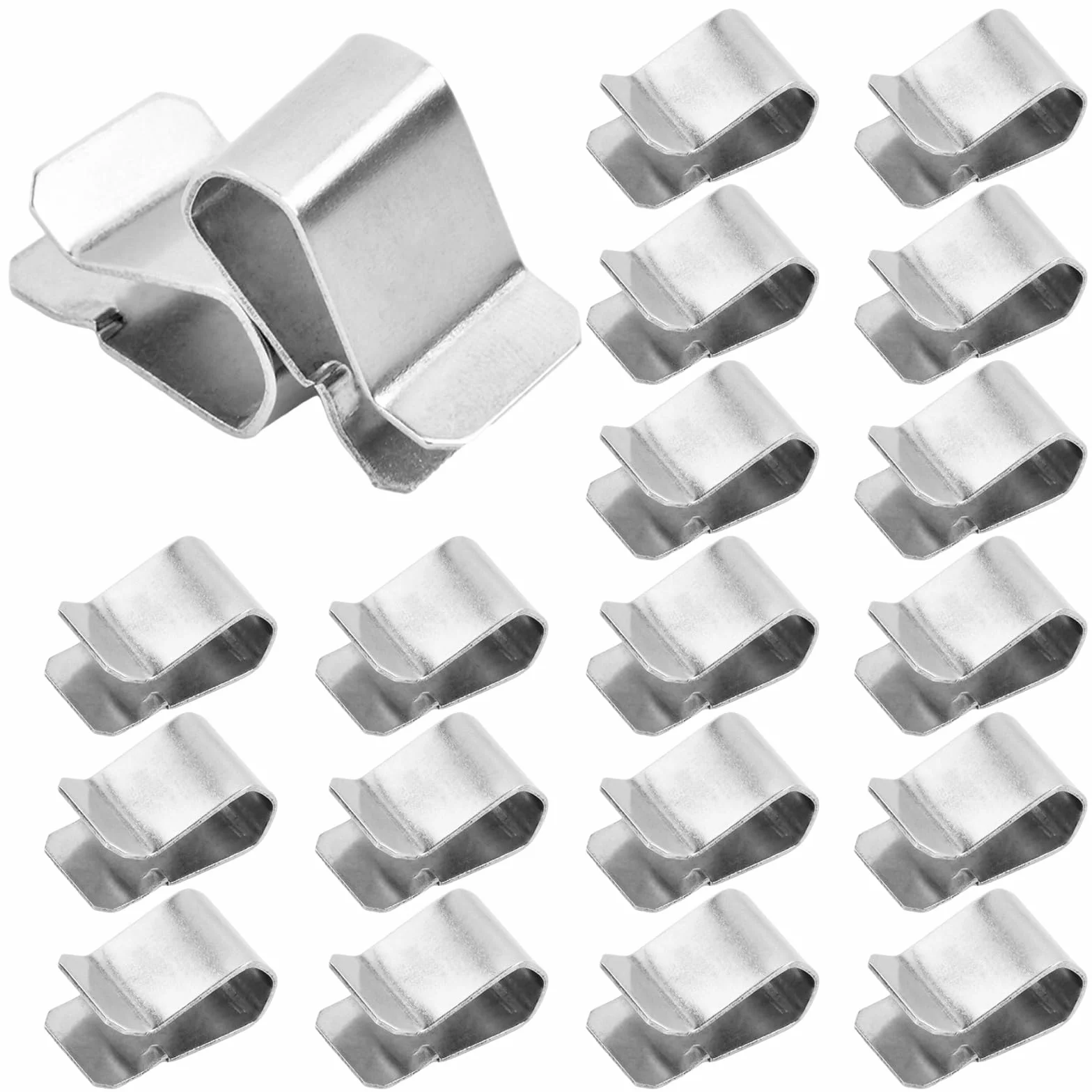 25 szt. U-Clip ze stali nierdzewnej, kołnierz wydechowy, metalowy klips, srebrny klips sprężynowy 21,4 mm x 12 mm