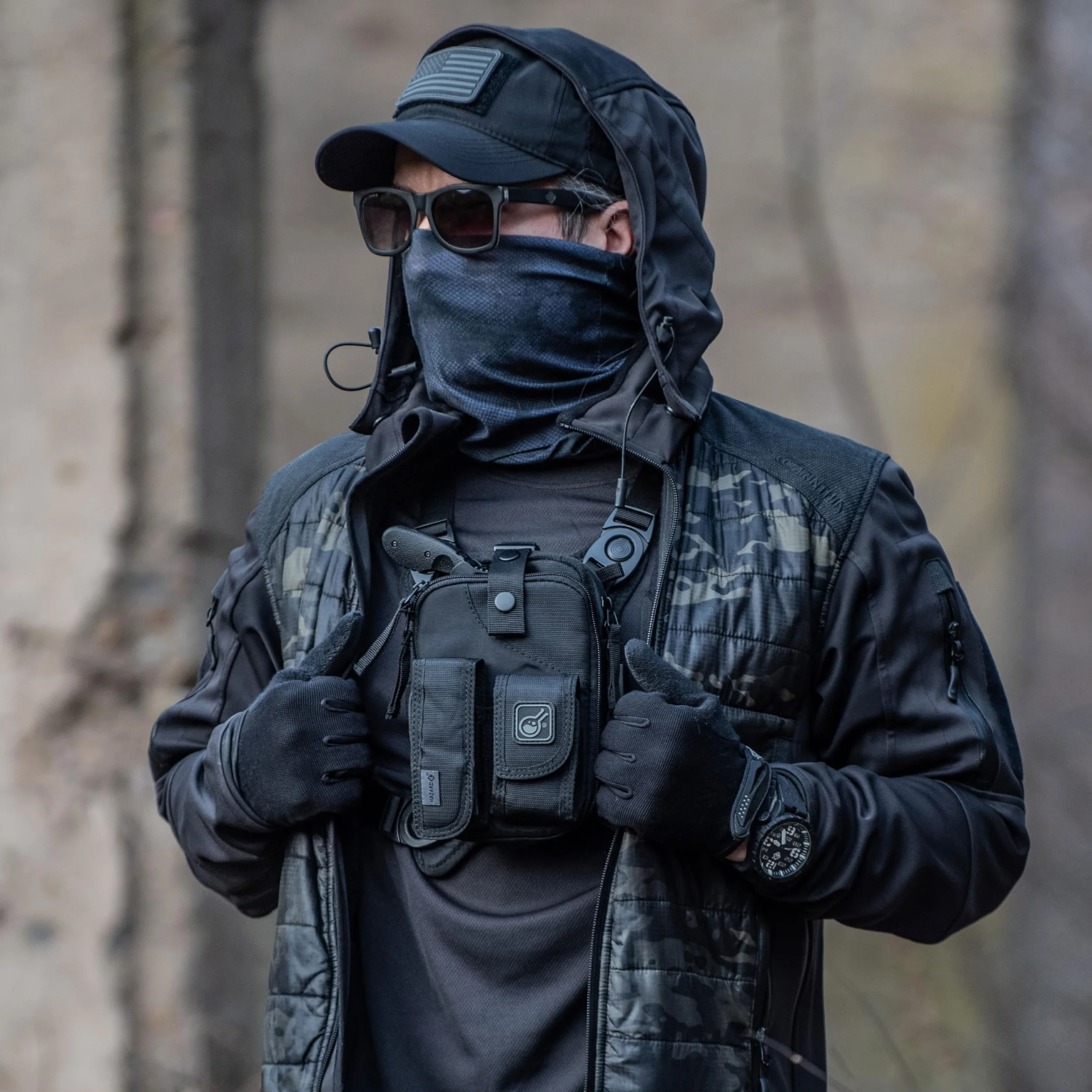 CivilianLab Covert Rg anatomiczna uprząż na ramię - czarna