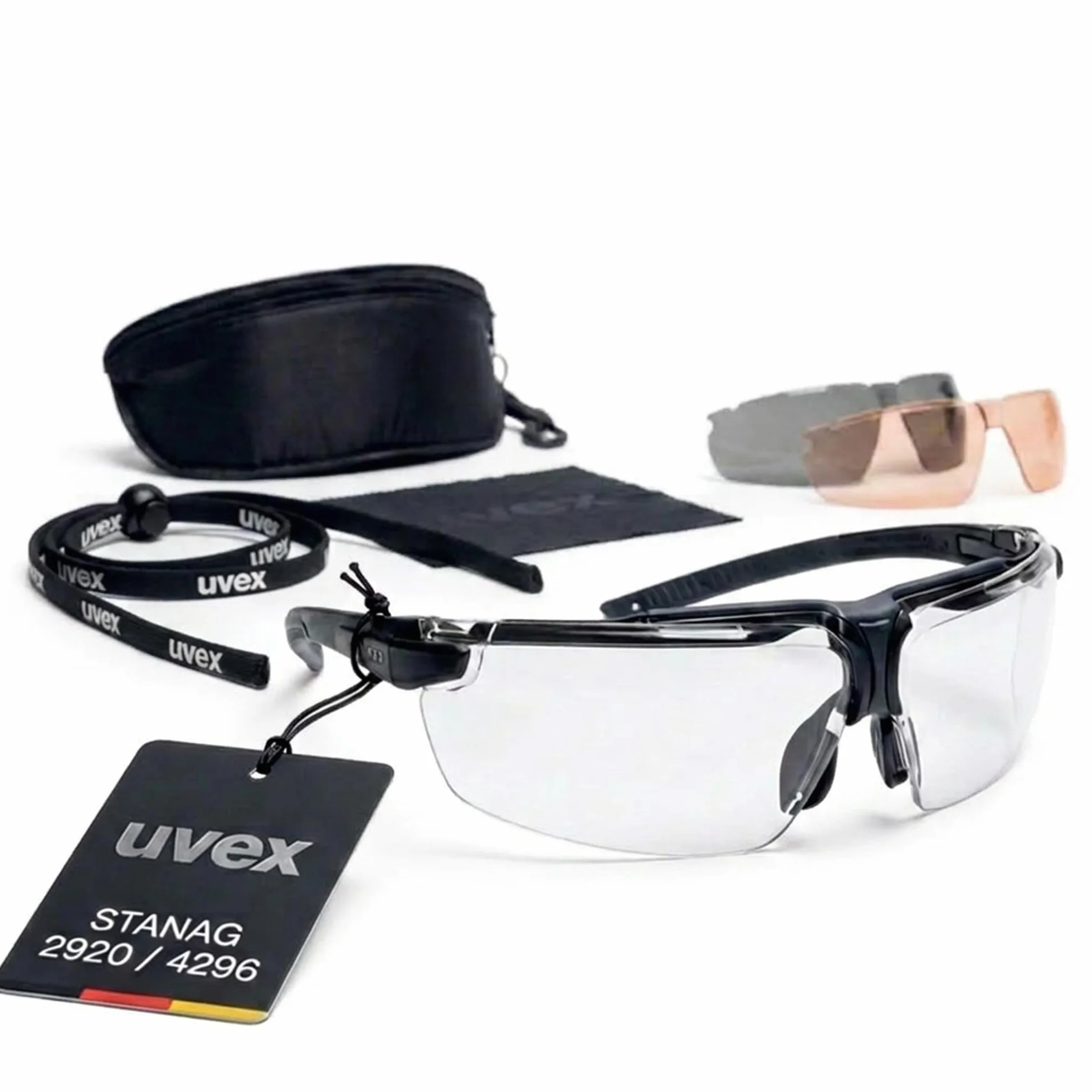 Uvex i-3 tactical zestaw – okulary ochronne na polowanie – odporne na uderzenia i taktyczne – okulary do prasowania z 2 wymiennymi szybkami, przyciemniane i przezroczyste – odporne na zaparowanie,