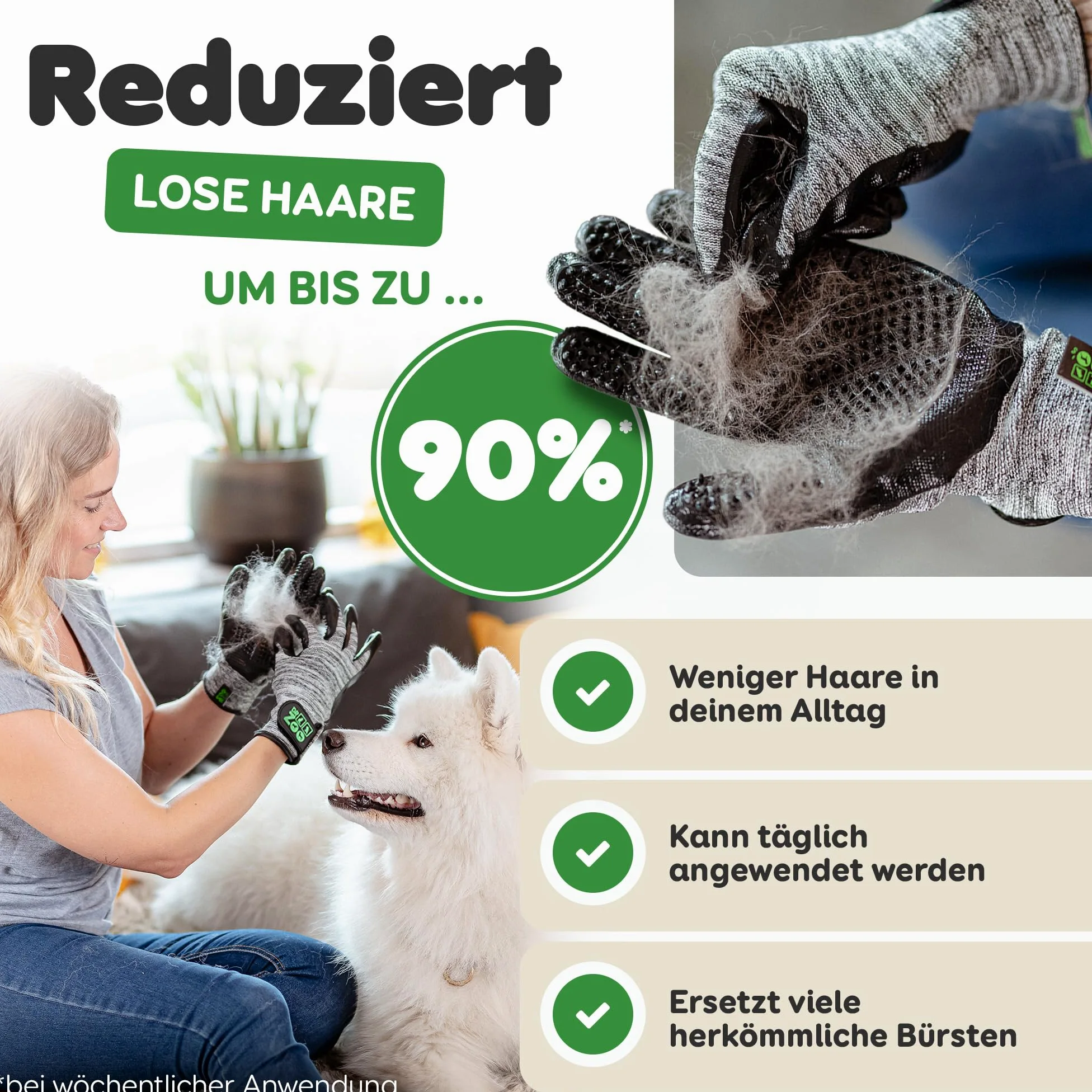 DR Zoo Rękawica do pielęgnacji sierści psa, kota, konia para rozmiar L