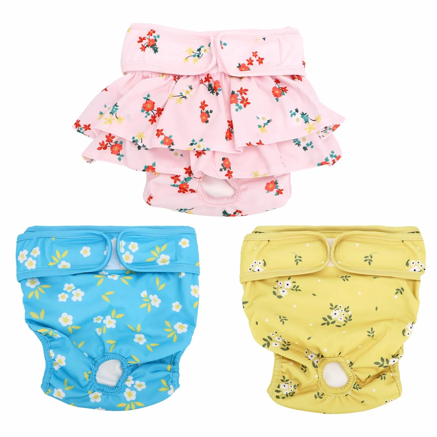 Nobleza Zestaw 3 Wielorazowych Pieluch dla Psów, Majtki Wielorazowego Użytku dla Suc w Cieczce, Spodnie Sanitarne Menstruacyjne dla Suc, Wysoko Chłonne, XS, Talia 20-30cm
