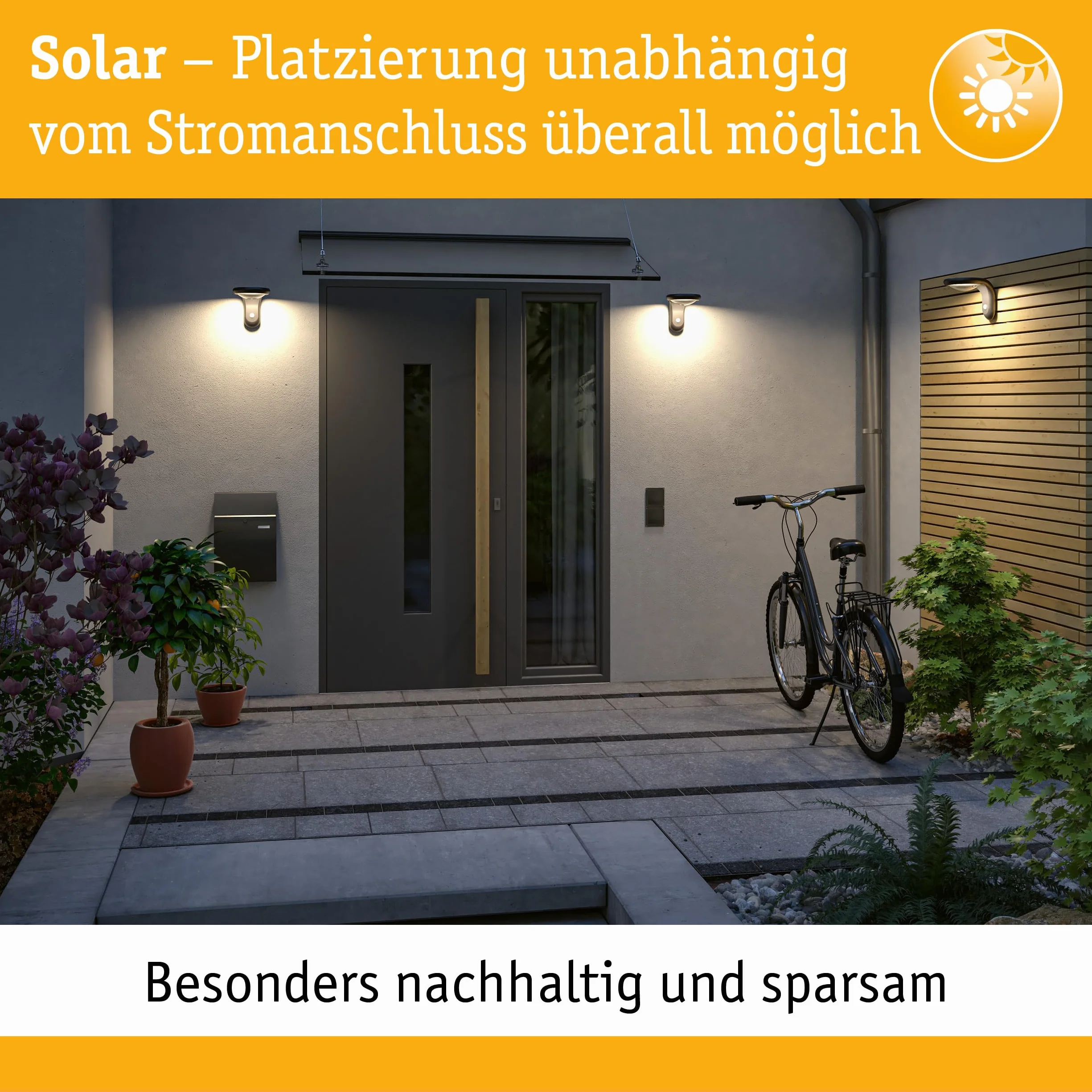 Paulmann 79850 LED solarny nr domu 9 IP44 ciepłobiały wym. akum. w kompl. opr.solarna 1x0,2 W czarna lampa solarna tw. szt.światło solarne 3000 K