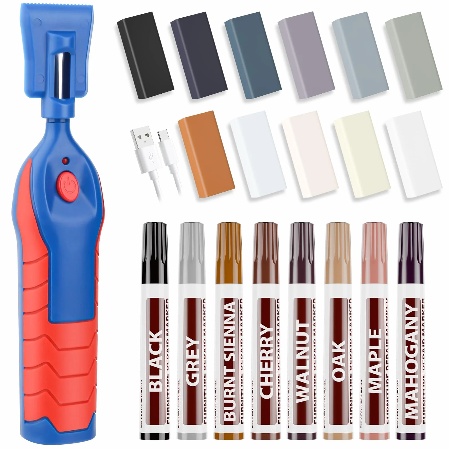 Floor Wax zestaw naprawczy do podłóg z twardego drewna, PCW, 11 kolorów, z winylu i tworzywa sztucznego, w łatwy sposób napraw zadrapania na powierzchniach z tworzywa sztucznego, takich jak podłoga