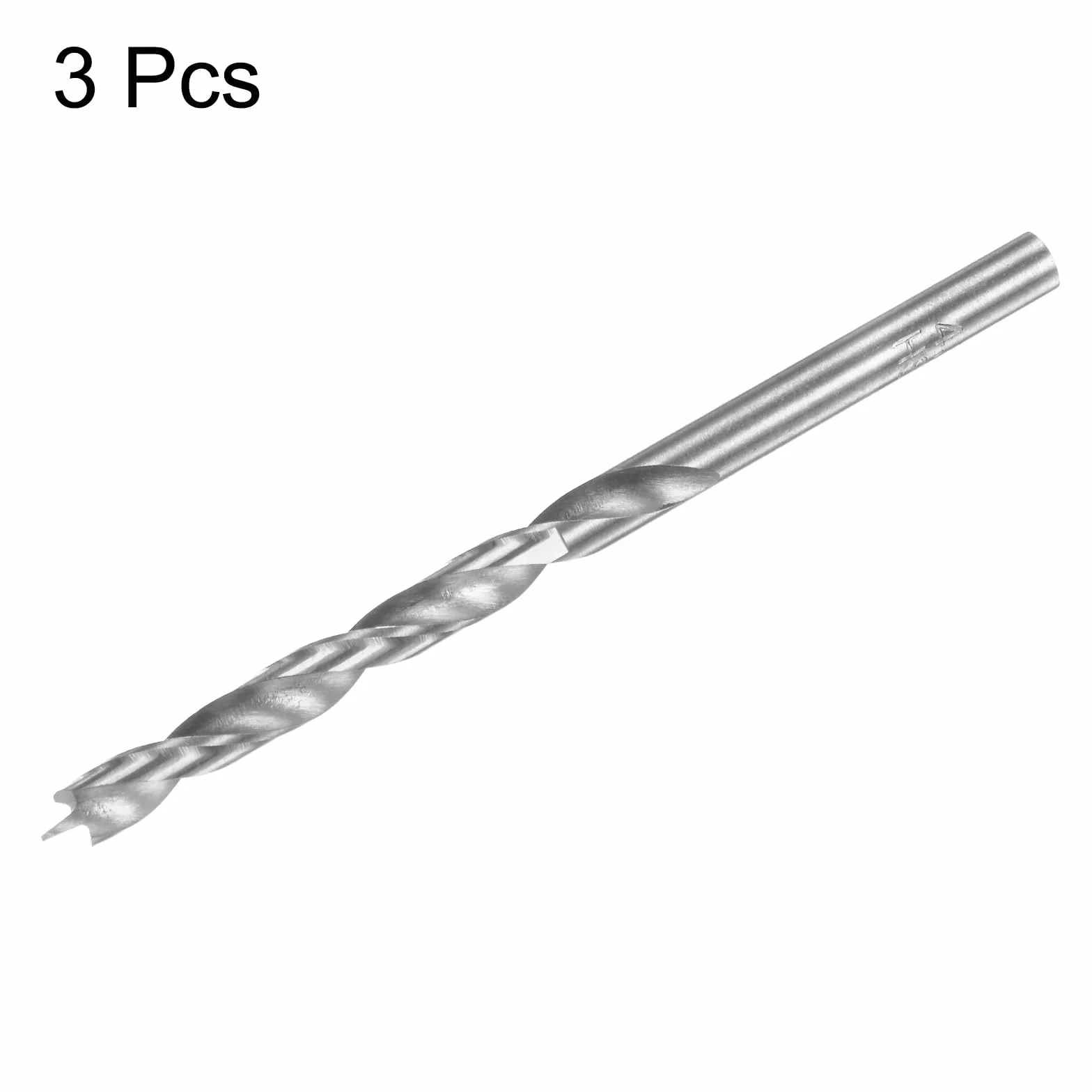 QUARKZMAN Zestaw 3 wierteł Brad Point 4,5 mm (11/64") Dia z prętem prostokątnym, prostym, wiertłem metrycznym spiralnym Brad Point do stolarki, drewna, tworzywa sztucznego, gumy