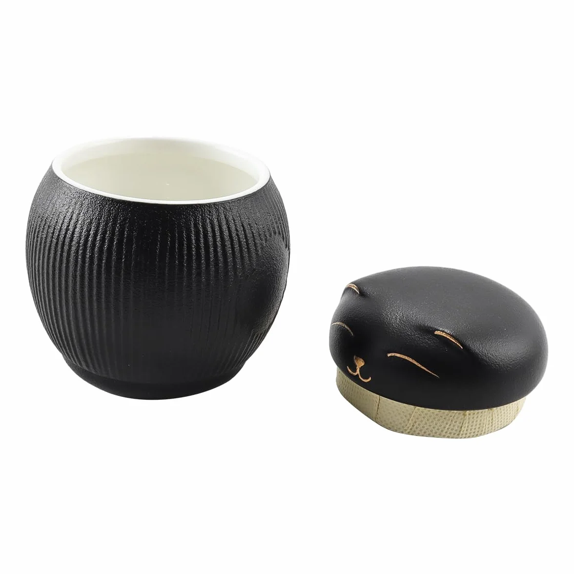 Ubric Ceramiczna urna dla kota, urna dla zwierząt, pudełko z pamięcią na popiół, urna dla kota (czarna)