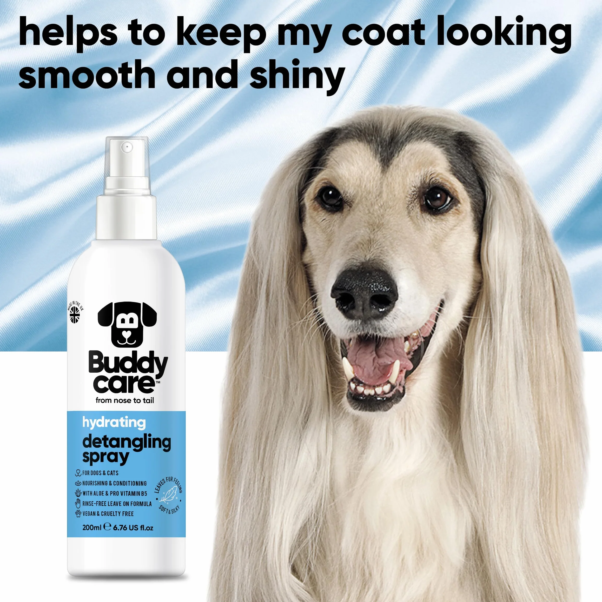 Buddycare Spray do rozczesywania psów, odżywka do matowania, bez spłukiwania
