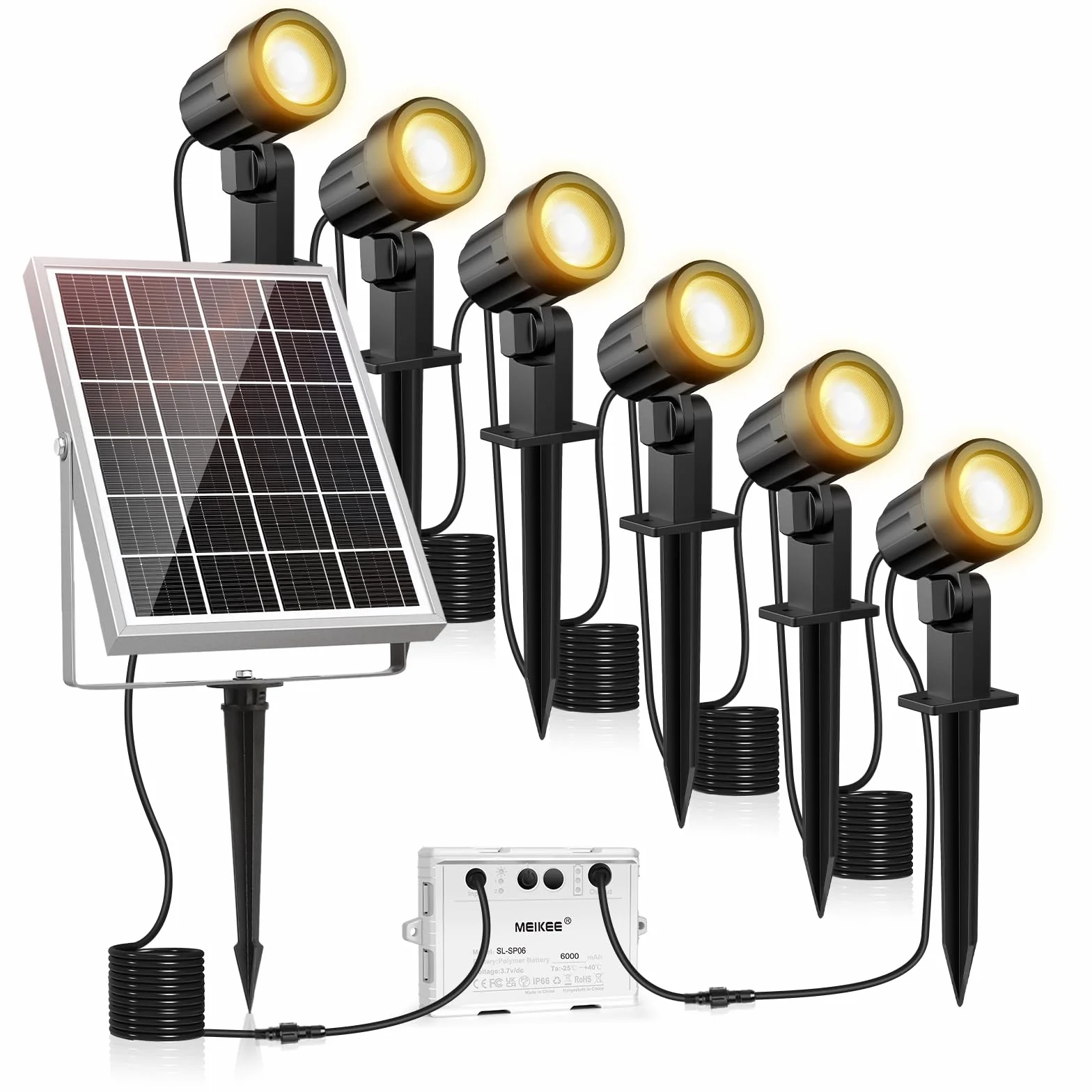 MEIKEE Solarny reflektor ogrodowy 6 × 3000 K