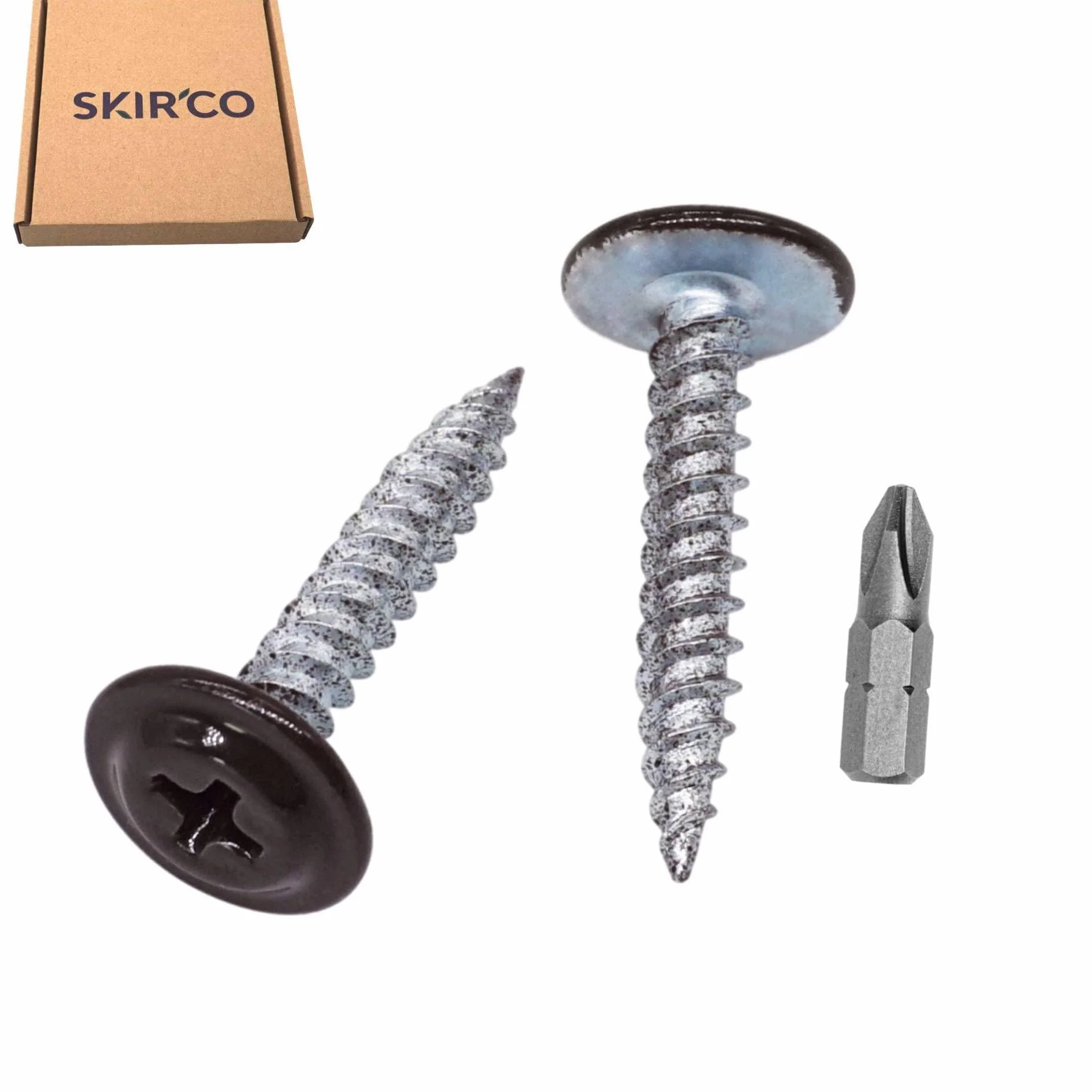 SKIR'CO (50 sztuk) 4,2 x 25 mm Malowane wkręty samogwintujące do drewna Śruba z łbem kratownicy ze zmodyfikowanym PH (brązowy szary RAL 8019)