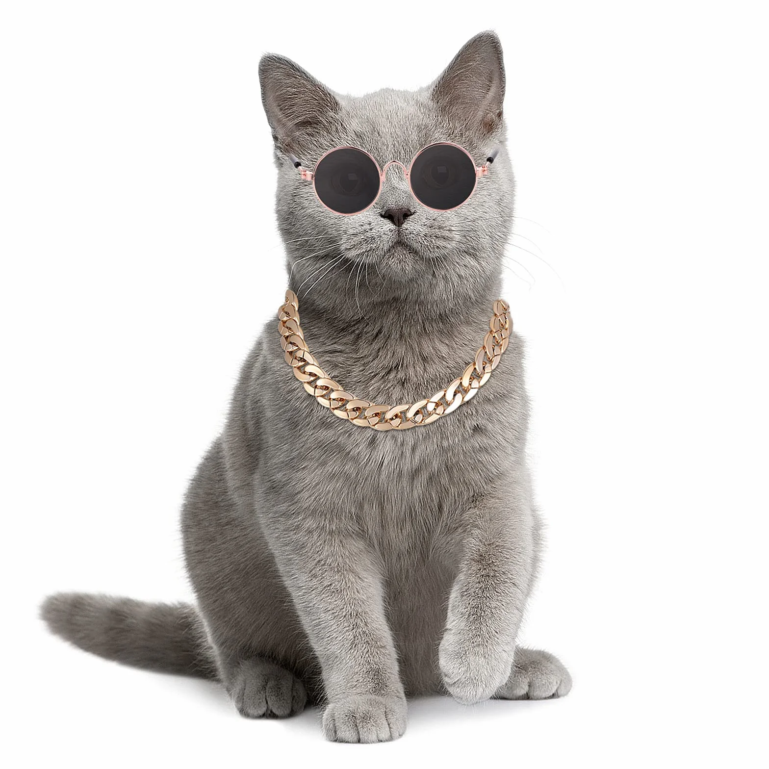 Molain Okulary przeciwsłoneczne dla kotów, ochrona przed promieniowaniem UV, klasyczne, retro, małe psy, okulary przeciwsłoneczne, lalki, okrągłe okulary przeciwsłoneczne, impreza, cosplay, rekwizyty,