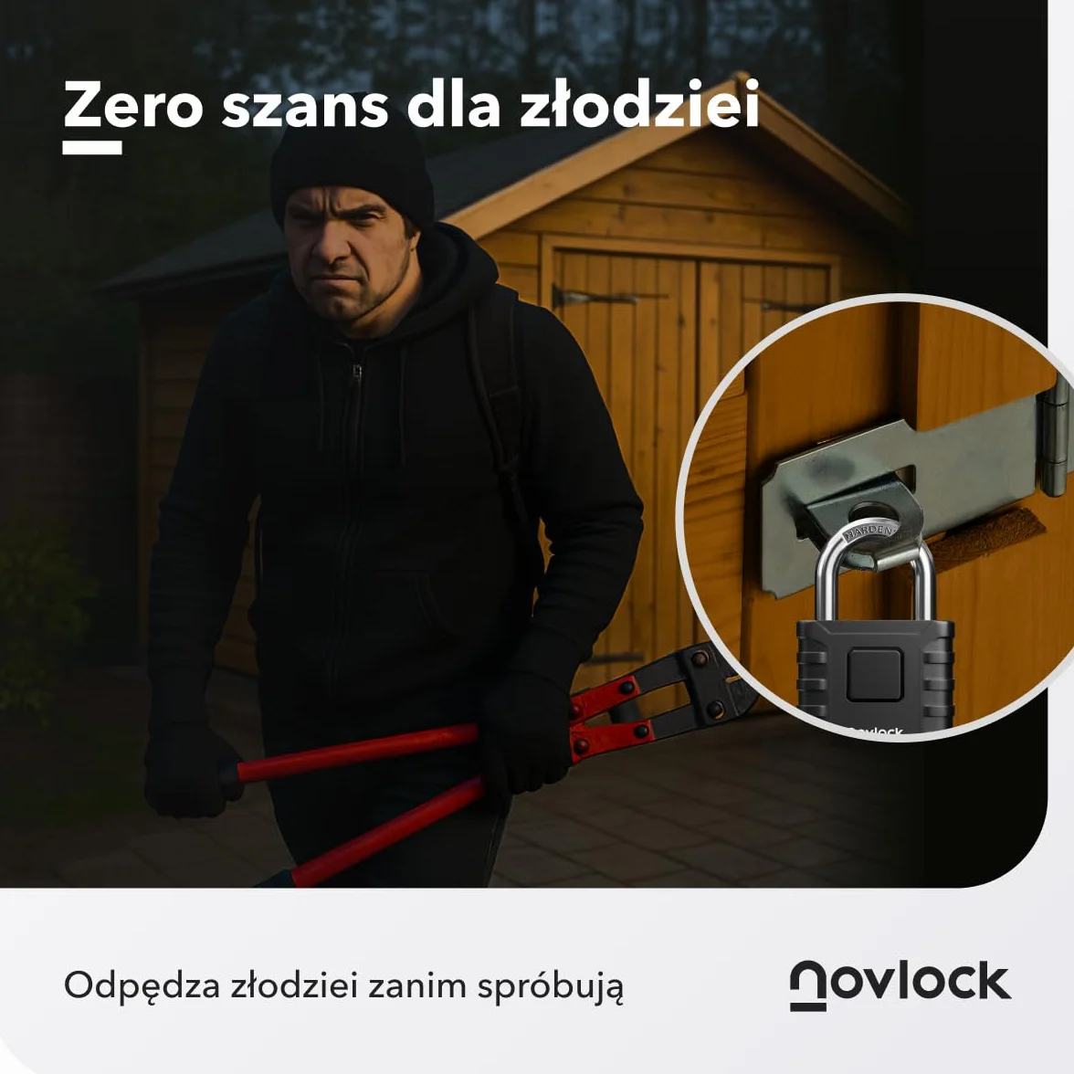 Kłódka szyfrowa heavy-duty 8 mm czarna do bram i ogrodzeń