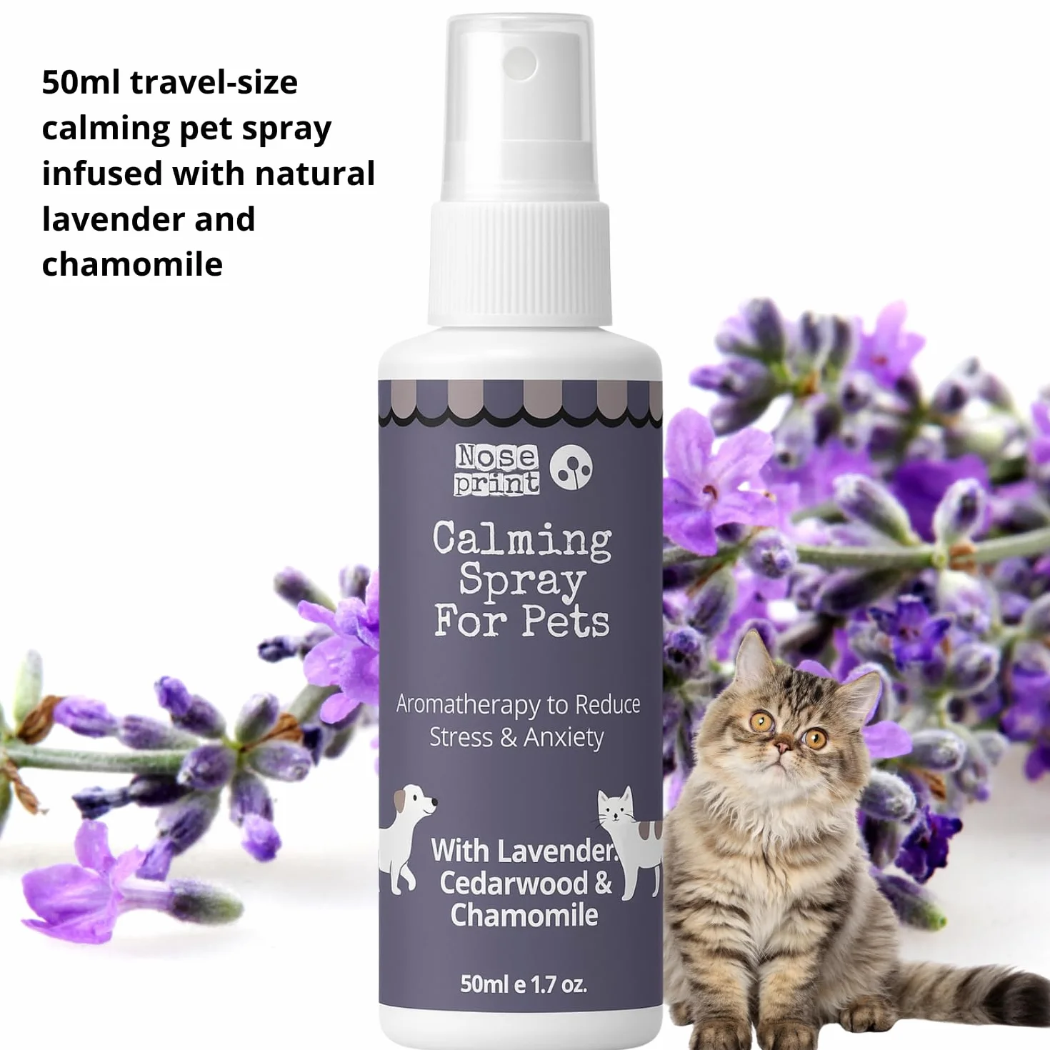 Naturalny spray uspokajający dla zwierząt 100 ml lawenda rumianek cedr