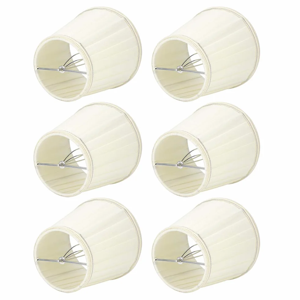 Nowoczesny Tkaninowy Abażur z Koronkową Krawędzią, E14, 3,5x5,1x5,5 Cala, 6 Sztuk, do Lamp Stołowych i Ściennych