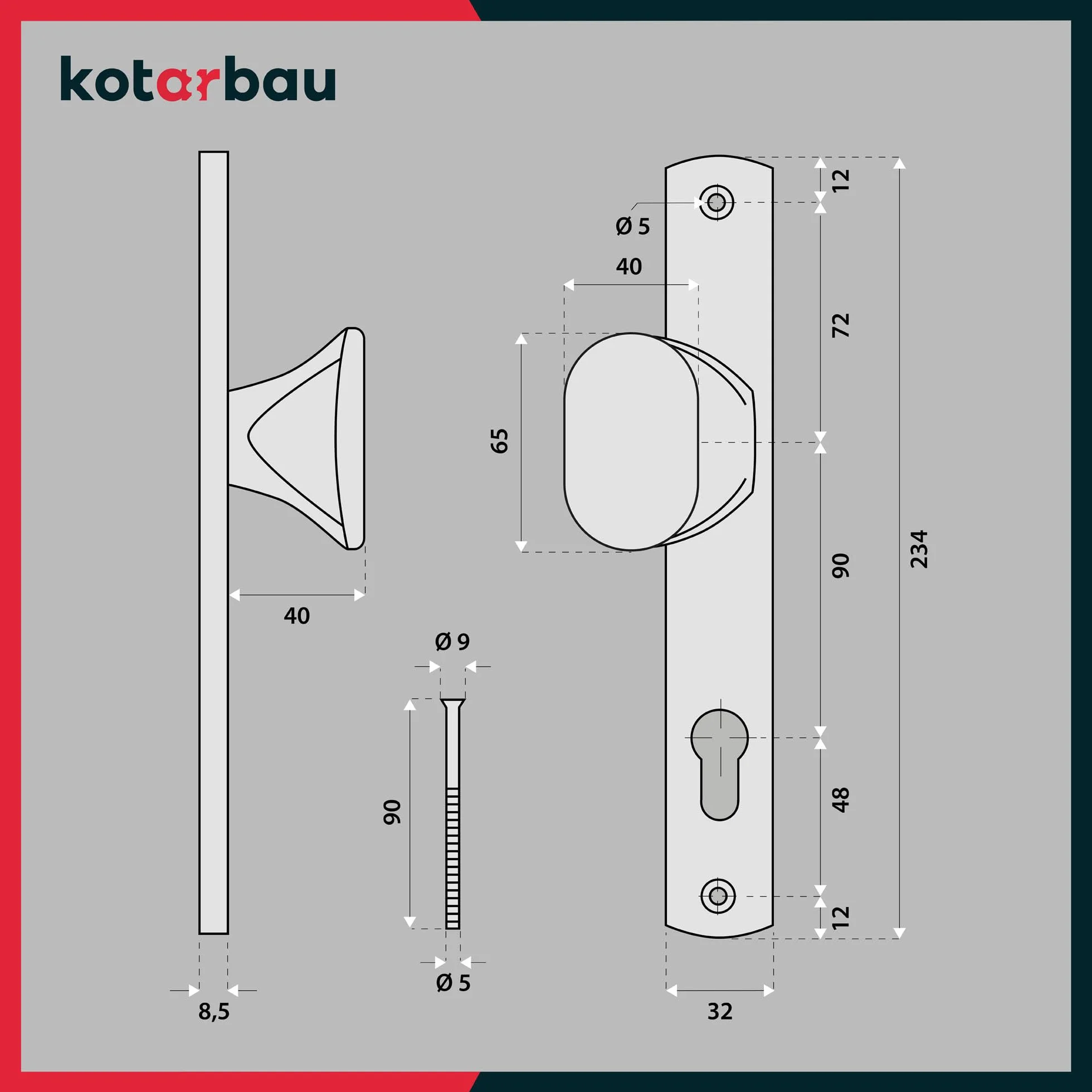 KOTARBAU® Pochwyt-pochwyt Antracyt 90 mm Aluminium