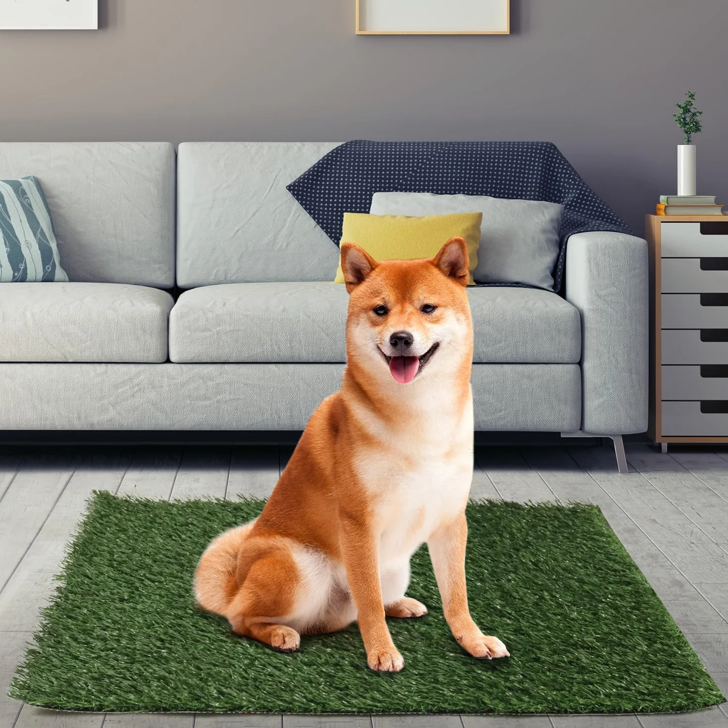QWORK® Zestaw 2 sztuk maty do toalety dla psów ze sztucznej trawy Maty do toalety dla szczeniąt dla psów, trawa zastępująca toaletę dla psa 51 x 63 cm