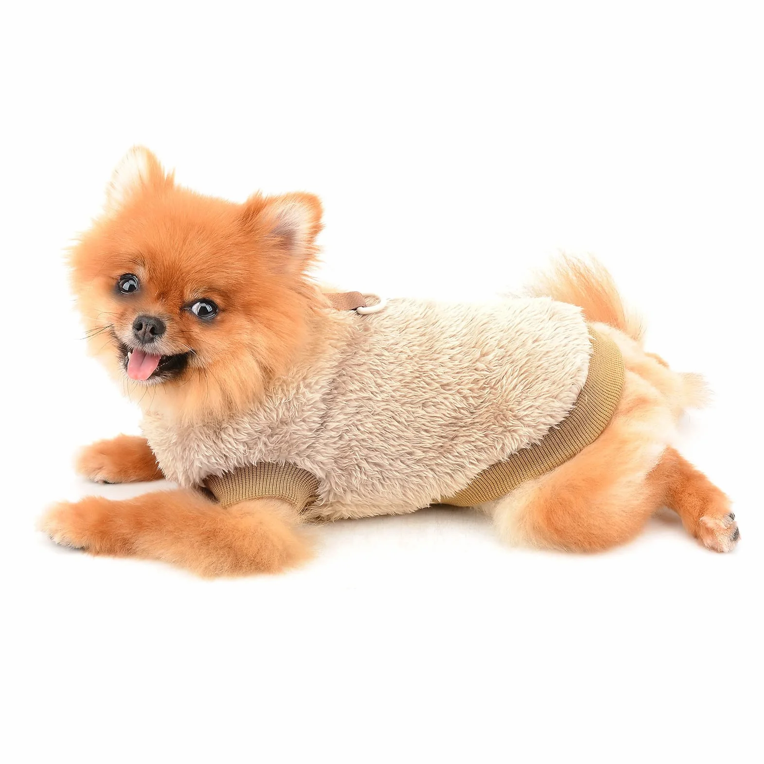 SMALLLEE_LUCKY_STORE; Sherpa polarowy sweter z d-ringiem dla zwierząt domowych; kamizelka z golfem; miękki bluz; kurtka dla małych psów, kotów, szczeniąt, yorkie, chihuahua; ciepłe ubrania na jesień i