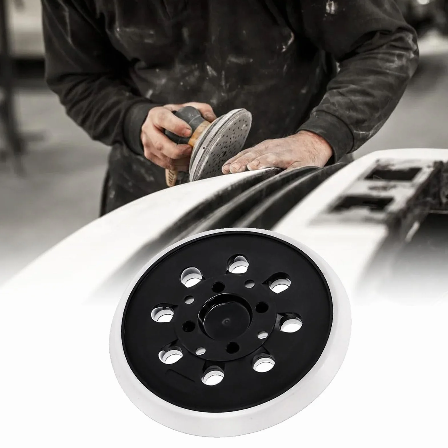 Tarcza szlifierska 125 mm z rzepem podtrzymująca dla Bosch, płyta szlifierska 125 mm z rzepem, akcesoria do szlifierki mimośrodowej PEX 300/400 AE/4000 AE/AdvancedOrbit 18 (Biały)