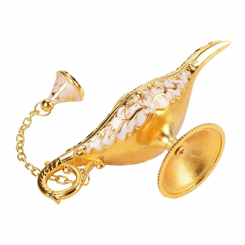MAGT Aladyn Lamp Rzeźbione Metalowe Hollow Legend Lamp Aladdin Magic Genie Light Wishing Pot Decor Phnom Penh White