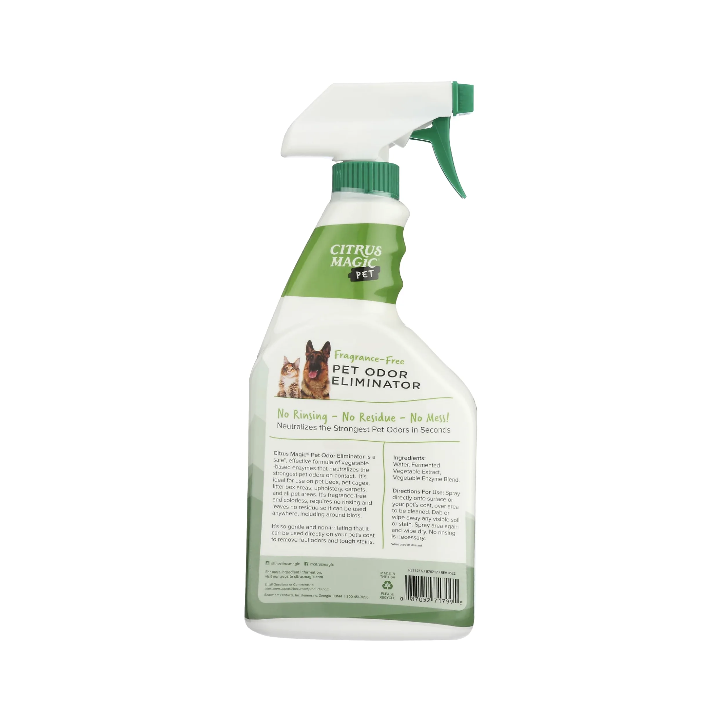 Citrus Magic Wielopowierzchniowy eliminator plam i zapachów dla zwierząt domowych, opakowanie 3 sztuk, każda 623 ml