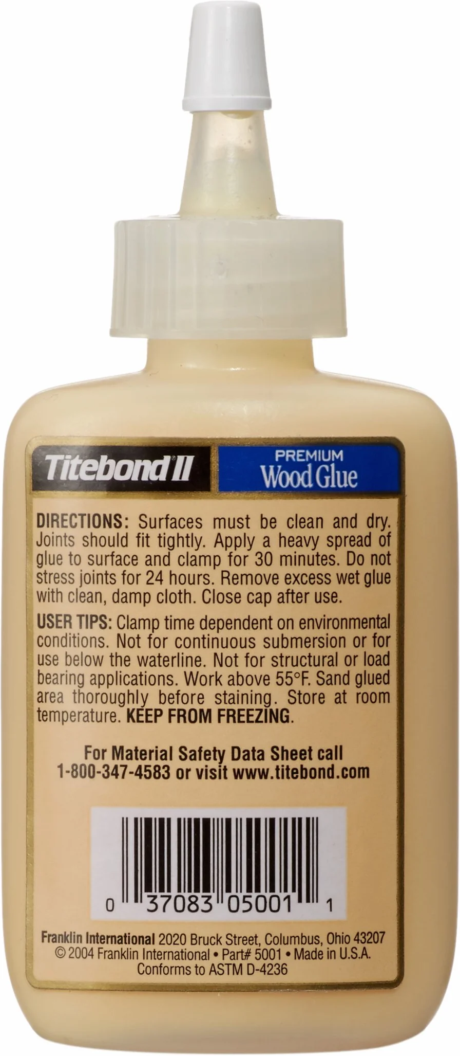 Titebond II Premium klej do drewna, wodoodporny klej do drewna, do użytku profesjonalnego, rozmiar: 37 ml, 1 sztuka, 500-1