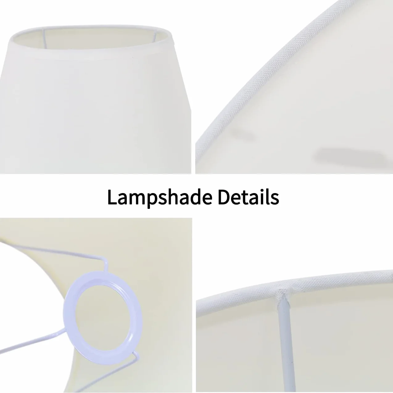 DULEE Abażur lampy 8,7 cala E27 E14 żarówka gwint ręcznie wykonana tkanina abażur do lampy stojącej, lampy stołowej, lampki nocnej (góra) 15 cm x (wysokość) 17 cm x (dół) 22 cm, biały