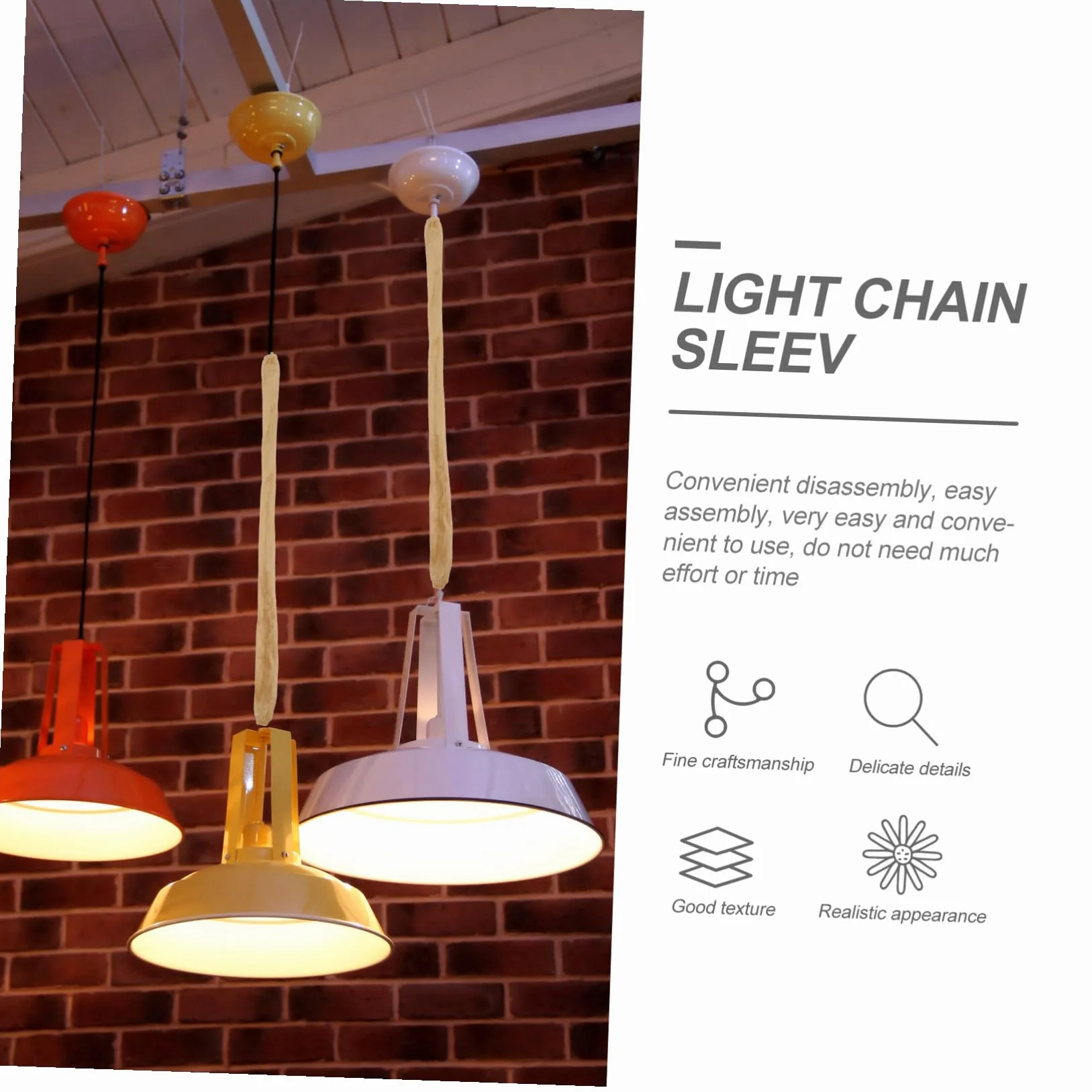 4 Sztuki Ochronnych Pokrowców Łańcuchy Do Lamp Sufitowych Materiałowe Osłony Łańcuchy Żyrandoli Odporne Zużycie i Rdzę Łatwe Montażu Złoty Kolor