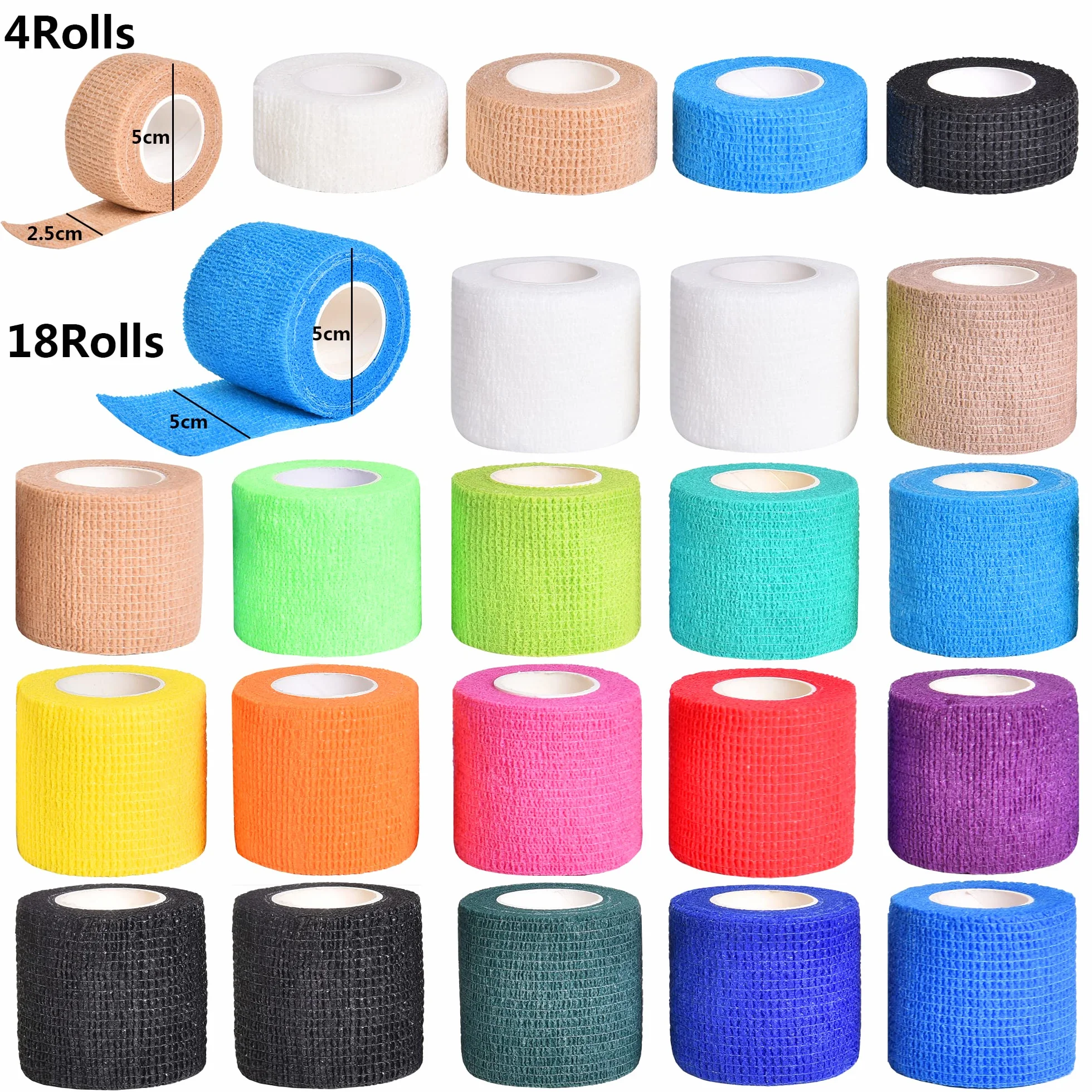 22 taśmy crossfit samoprzylepny bandaż spójny 5 cm × 4,5 m +2,5 cm × 4,5 m sportowy elastyczny bandaż, bandaż na palec, welon dla psów fizjoterapia bułki pierwszej pomocy
