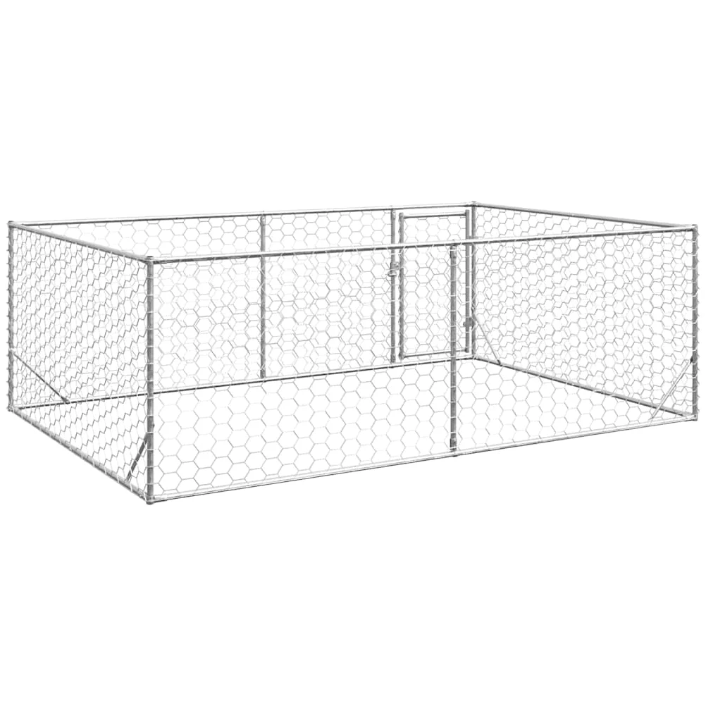 vidaXL Buda dla psa na zewnątrz z drzwiami 3x2x1 m, ocynkowana stal