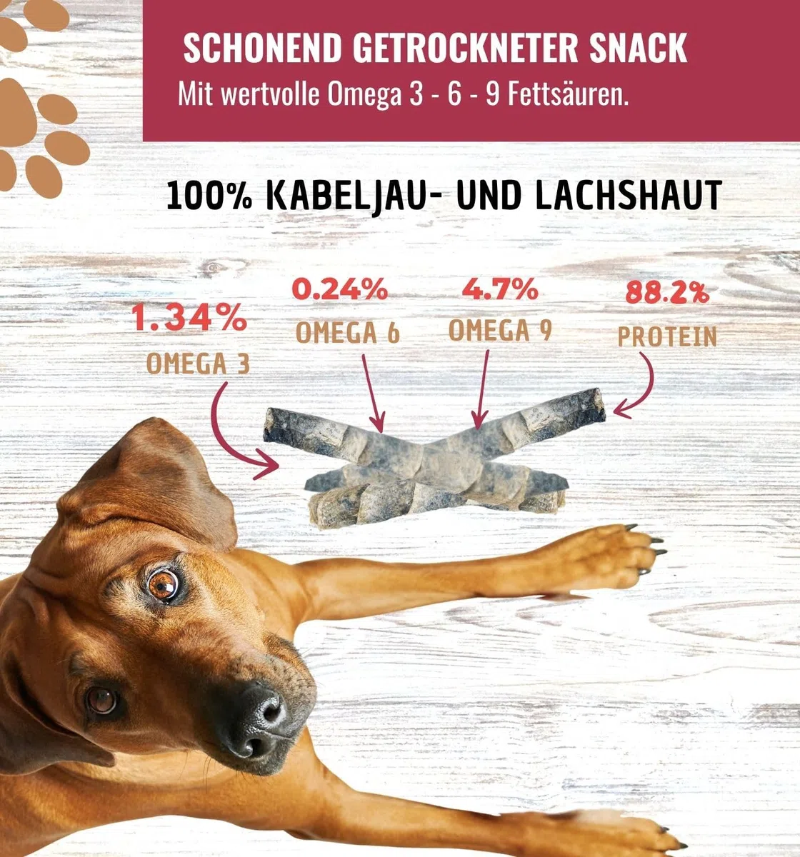 RiNa`s Dorsz i łosoś – naturalne przysmaki dla psów z ryb – nadziewane pręty 6 x 140 g