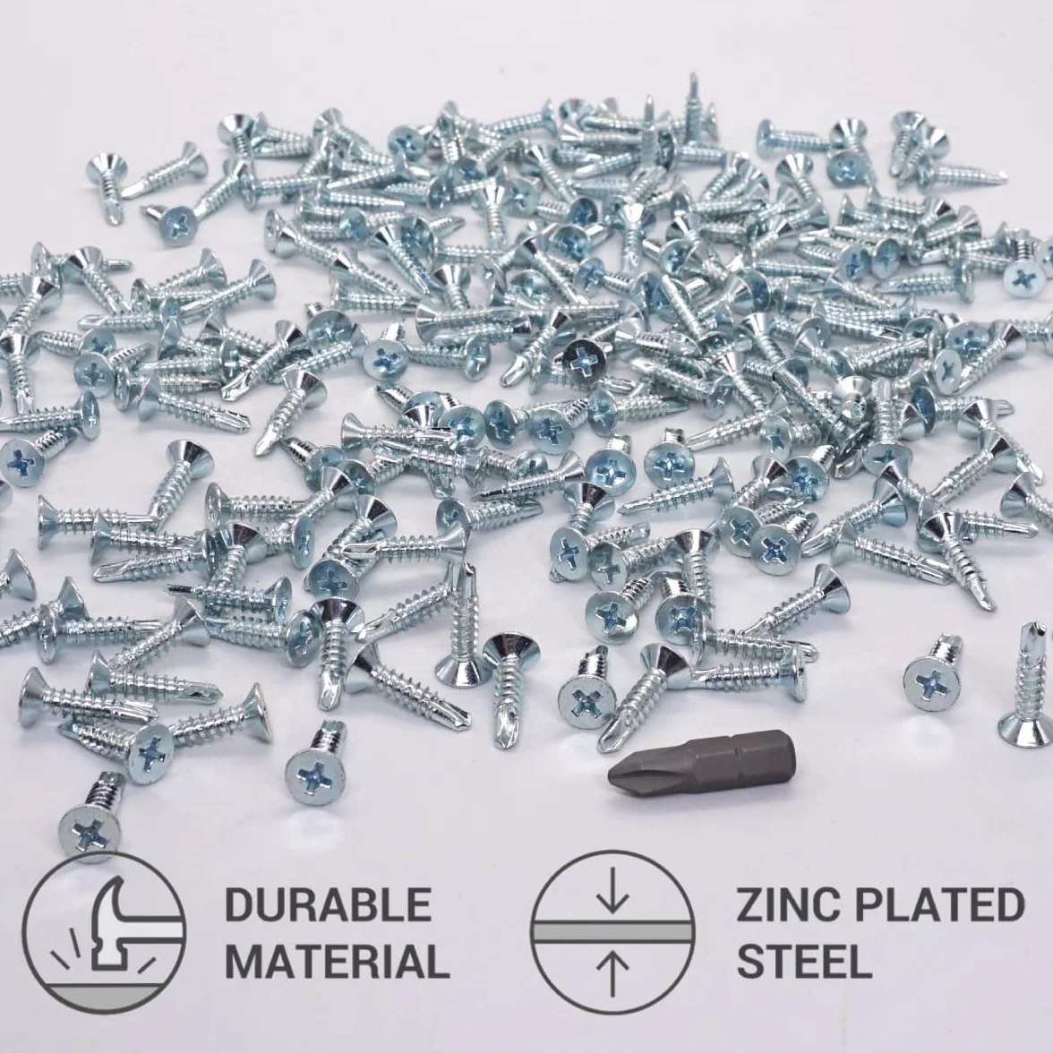 SKIR'CO (100 szt.) DIN 7504 P stal ocynkowana 4,2 x 19 mm wkręty samoniercające do metalu, śruby z łbem stożkowym