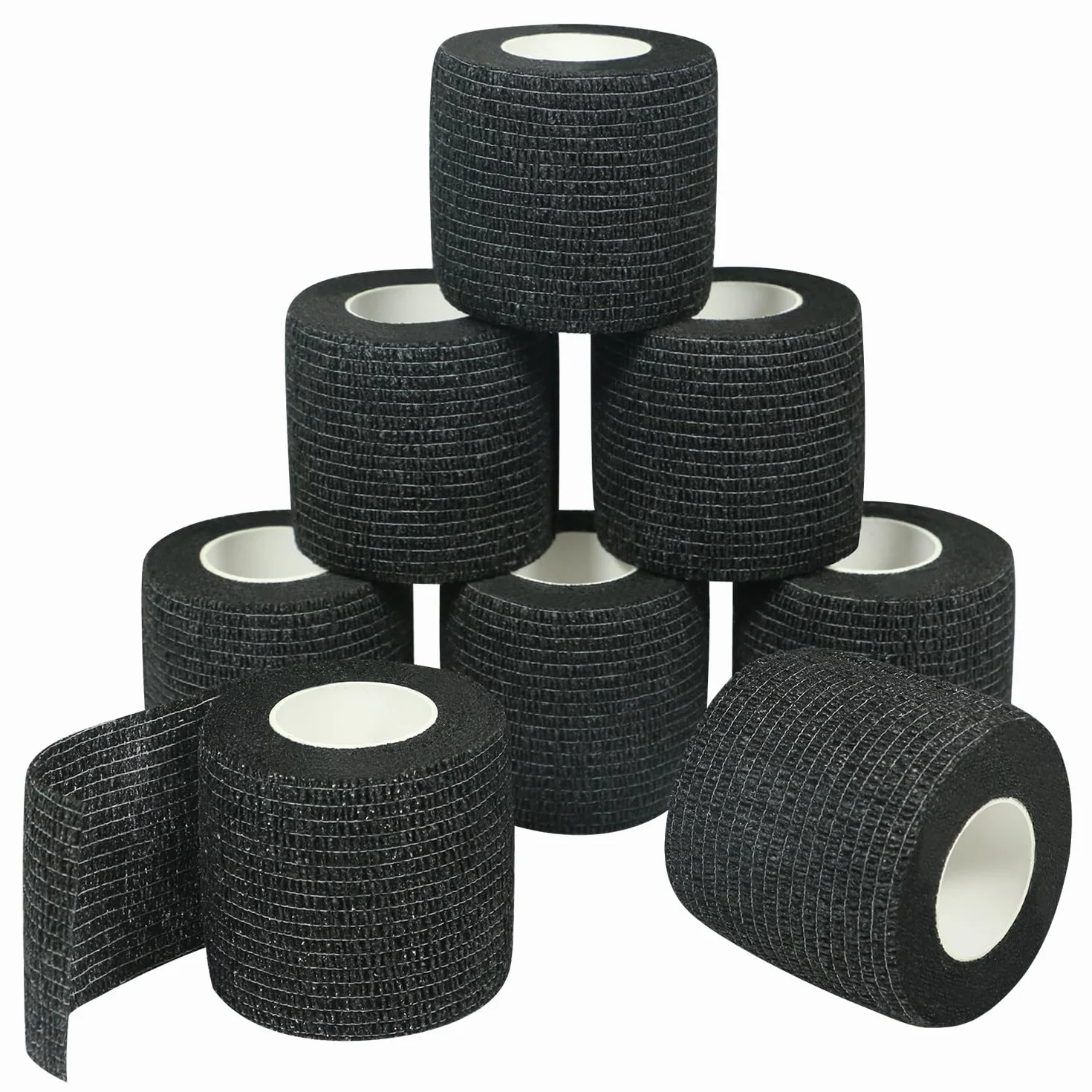 Samoprzylepny opatrunek, 8 rolek 5 cm x 4,5 m, materiał opatrunkowy, rolka elastyczna bandaż mocujący, bandaż samoprzylepny, do uprawiania sportu i pierwszej pomocy, dla psa, konia, (czarny)