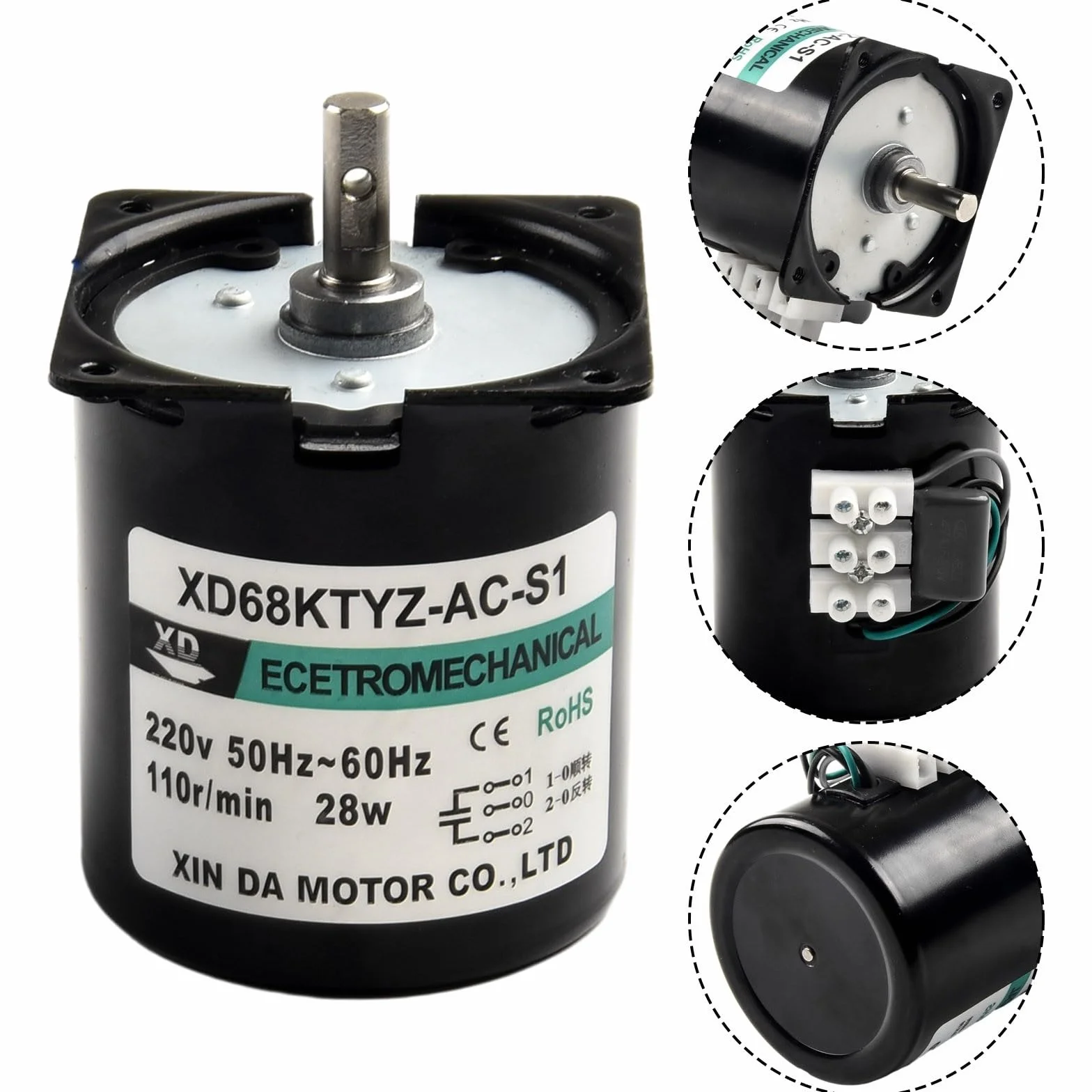 68KTYZ synchroniczny silnik skrzyni biegów AC 220 V 2,5 obr./min CW/CCW sterowany kierunek 28 W miniaturowa niska prędkość (110 obr./min)