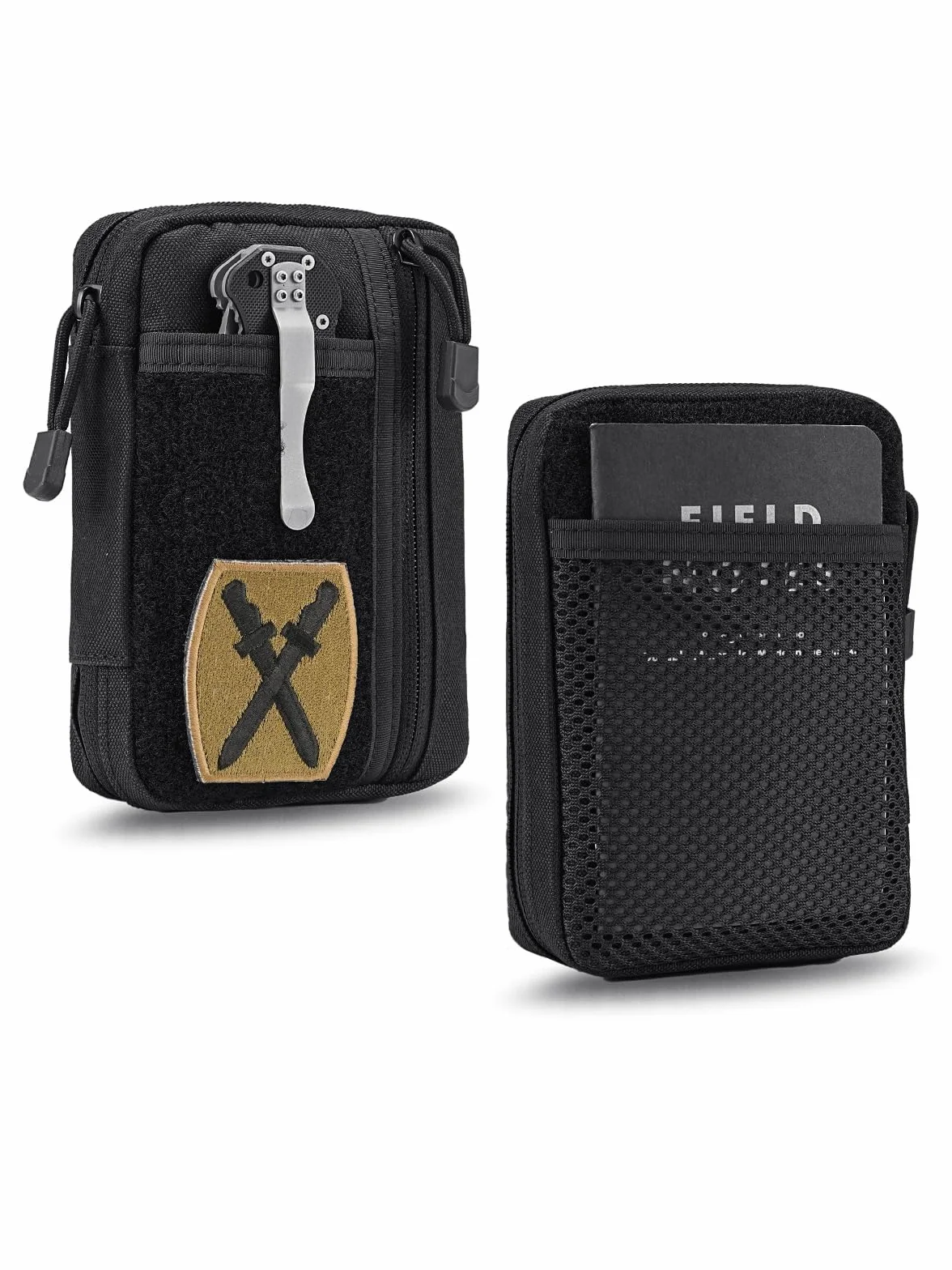 Sayram SP5 EDC Organizer Narzędzi, mała torba na narzędzia z zapięciem na rzepy, EDC Pouch torba taktyczna z 6 kieszeniami na wyposażenie EDC, organizer multitool z zamkiem błyskawicznym – czarny