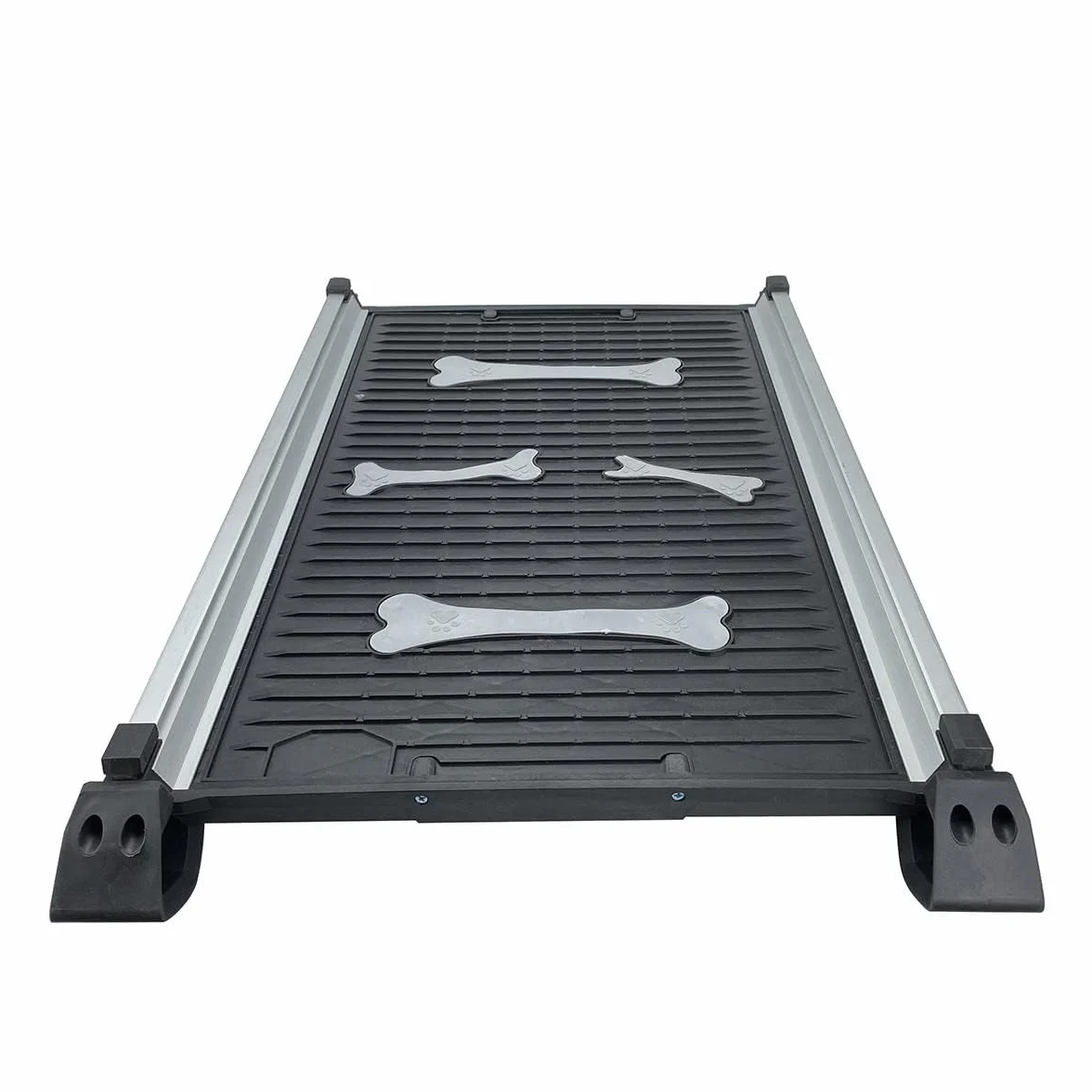TOPWAY Rampa dla psów, nośność 68 kg, przenośna składana lekka antypoślizgowa rampa ze stopu aluminium, 71-156 cm, czarny/srebrny 699900