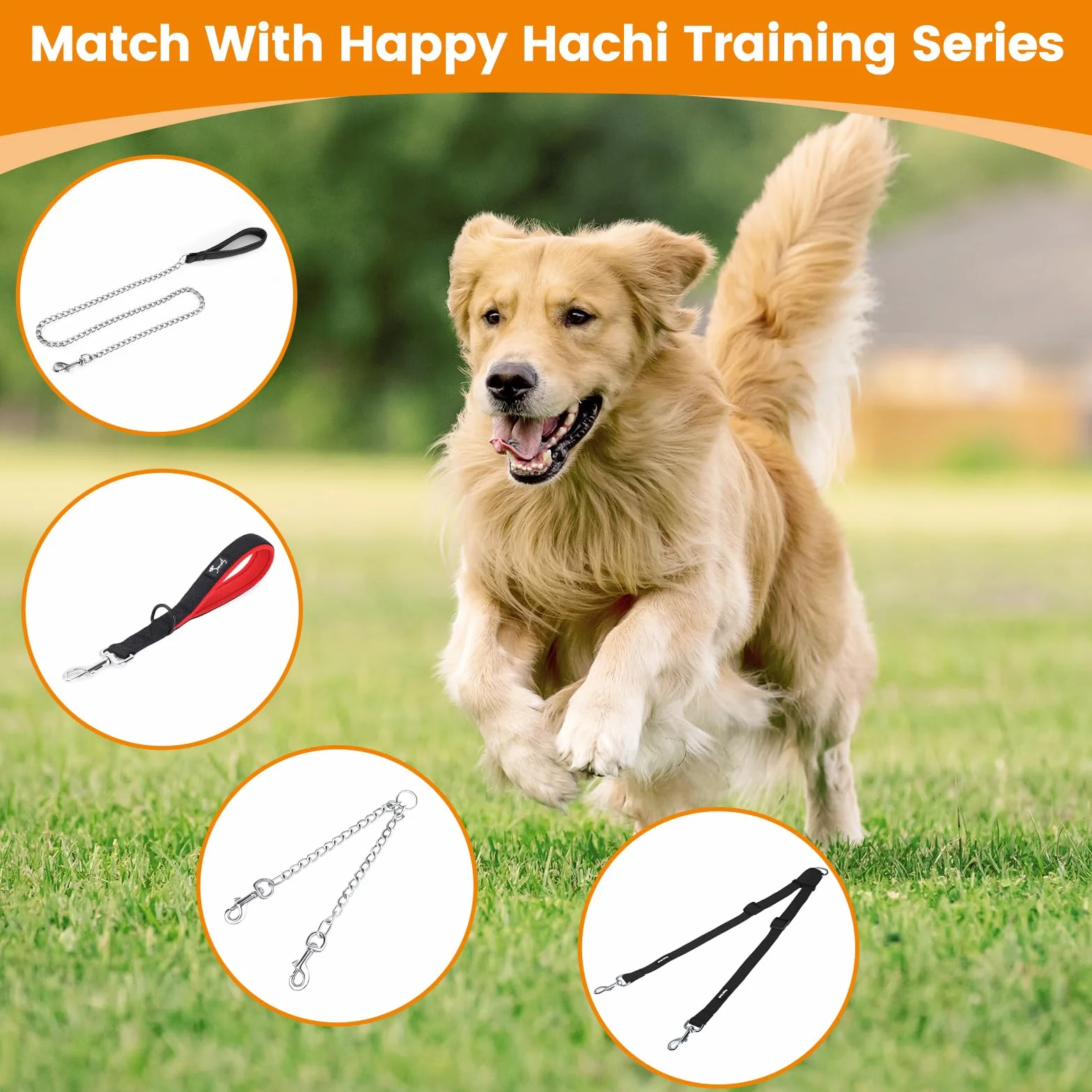 HAPPY HACHI Łańcuszek dławiący dla psów 50 cm, mocna obroża łańcuszkowa ślizgowa zapobiegająca gryzieniu dla średnich i dużych psów, srebrny metalowy naszyjnik do treningu szczeniaka, spacerów