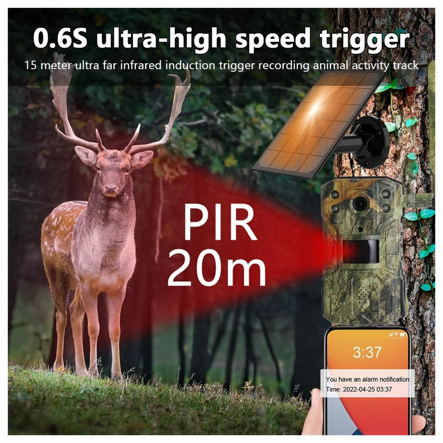 Solar Hunting Tracking Camera Wodoodporna Kamera Do Wykrywania Ruchu Wildlife Z Noktowizorem(With 32G memory card)