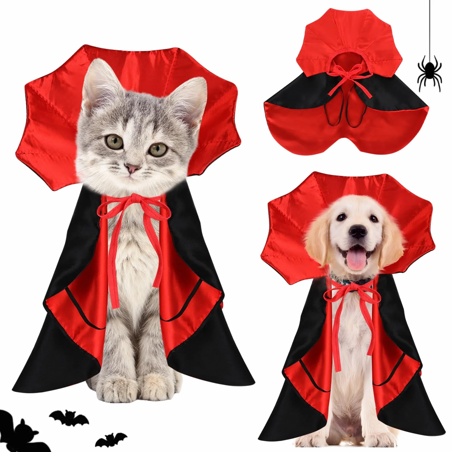 Kostium dla psa na Halloween, peleryna, kostium wampira dla kotów, psa, kota, zwierząt domowych, peleryna dla zwierząt domowych, kostium dla psów, Halloween, kostium Cosplay dla małych psów i kotów