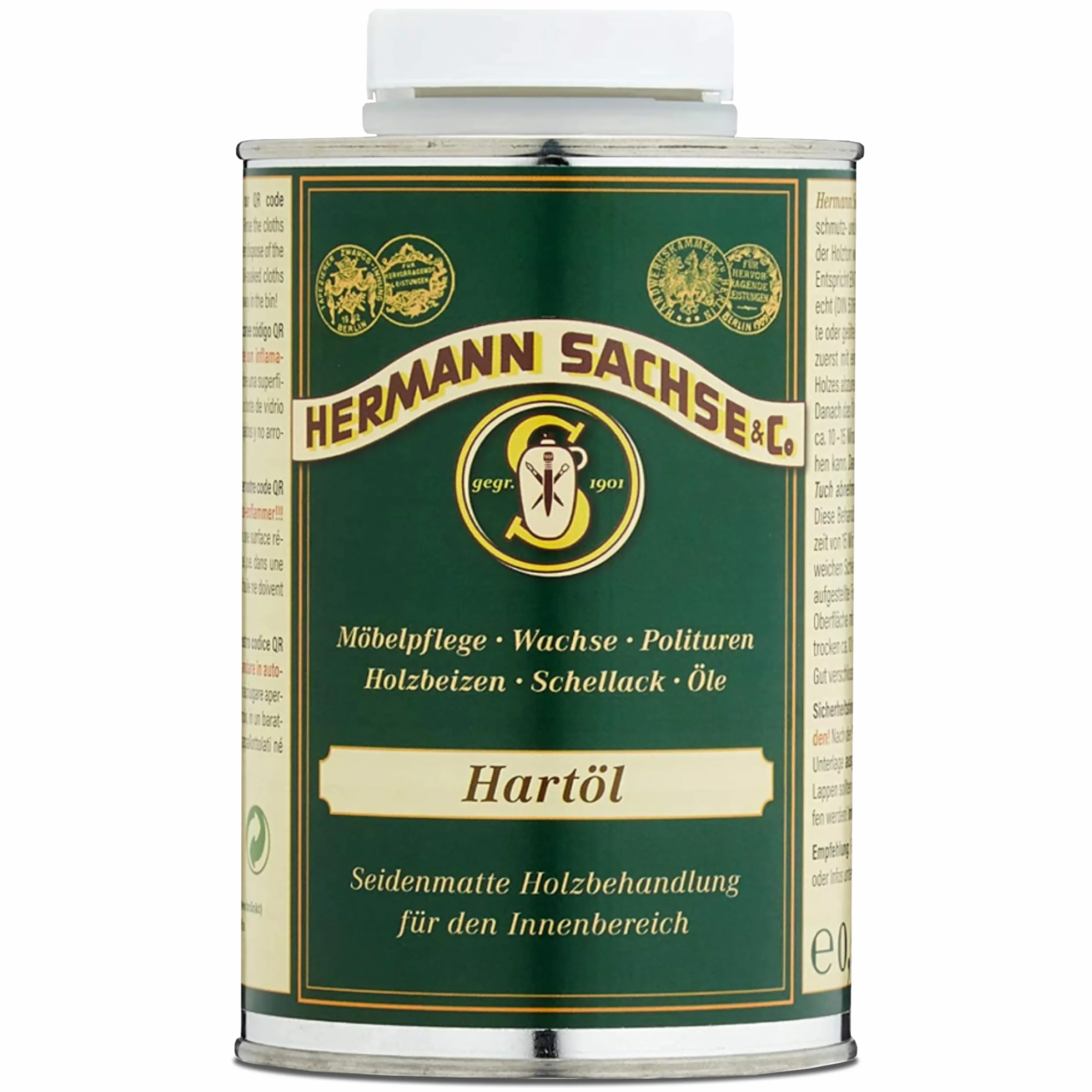 Hermann Sachse Olej do drewna 1 L twardy olej do wnętrz do blatów i mebli lniany ochrona drewna 8-16 m²