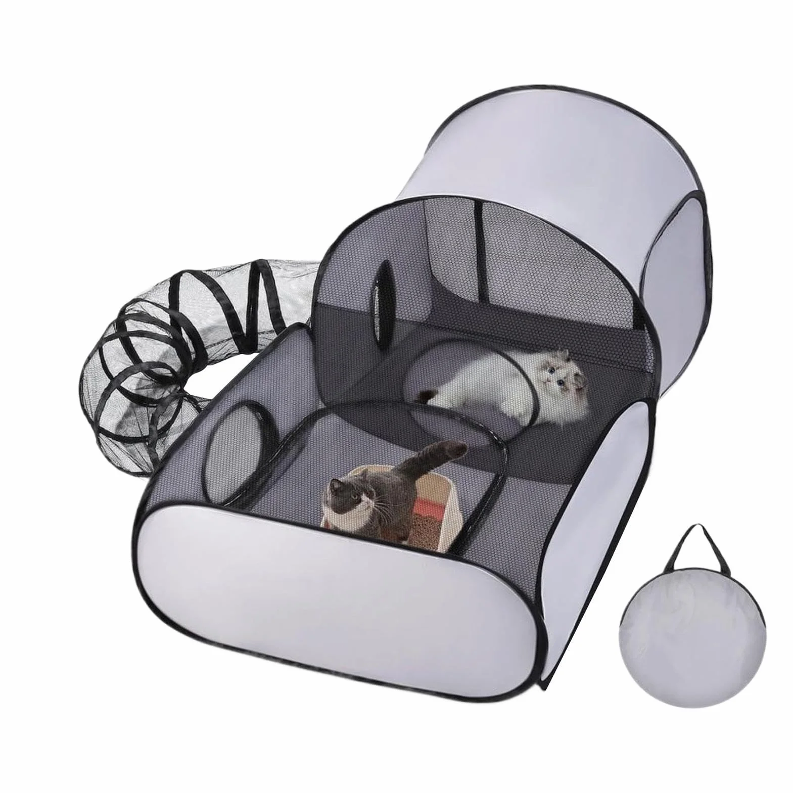 Cat Playpen - Cat Enclosure Tunnels, Dog Play Pen, Foldable Enclosure House Interactive Toys Exercise Playground for Kitten Puppy Small Animals Travel Outdoor, Portable Pets Playpen