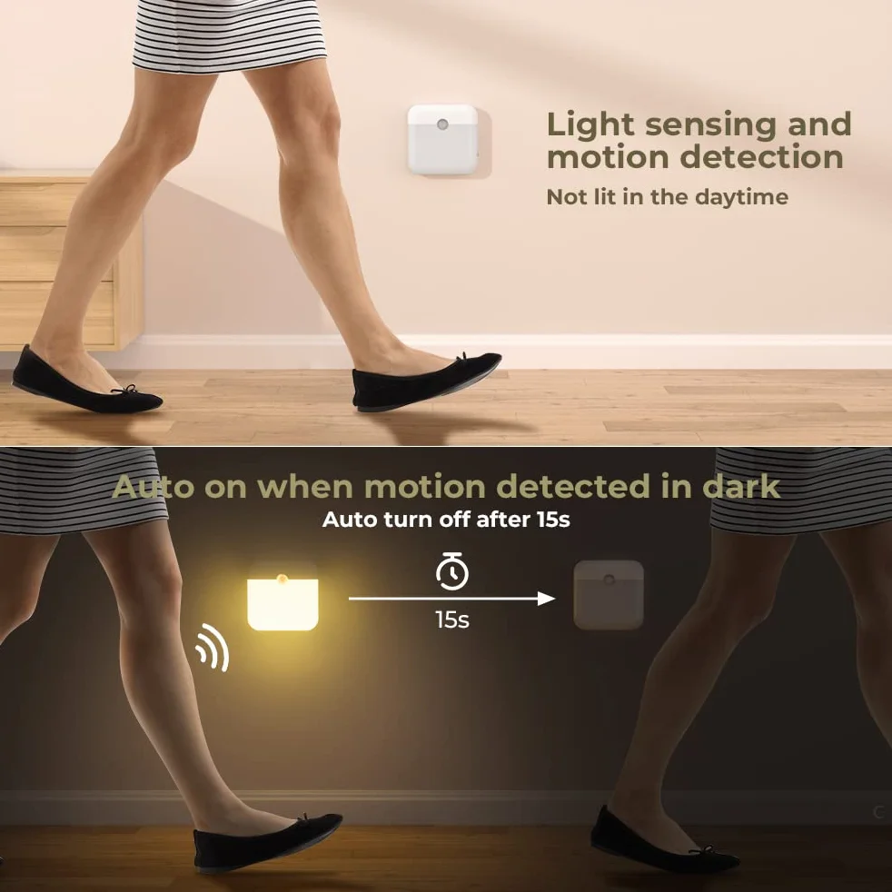 OUSFOT Lampka nocna LED, wewnętrzna lampa z czujnikiem ruchu, automatyczna lampka nocna z magnetycznym mocowaniem, lampka nocna dla dzieci, do pokoju dziecięcego, kuchni, przedpokoju, schodów, salonu