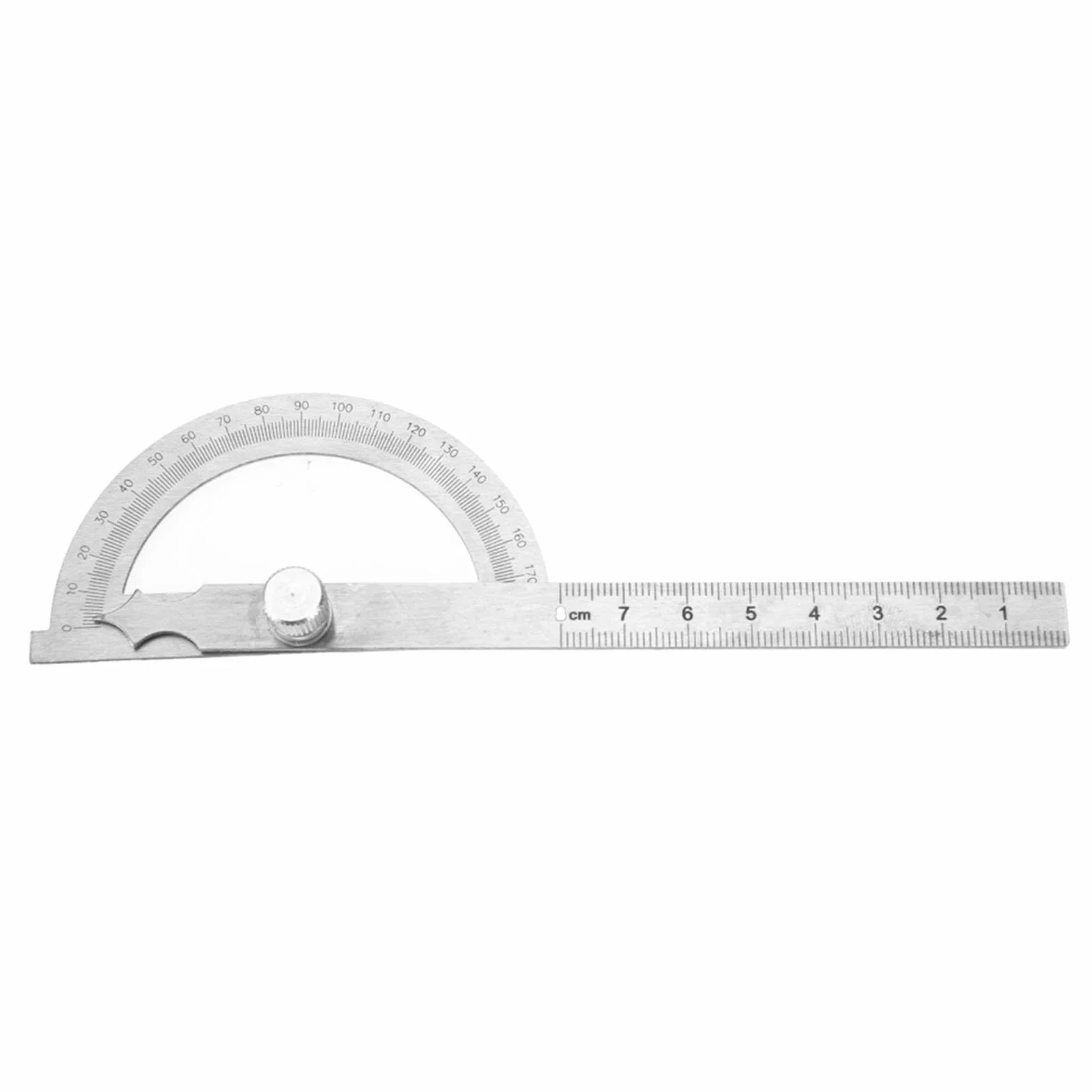 Kątomierz Goniometr Stal Nierdzewna 180 Stopni Regulowany z Linijką 15 cm Pomiarowy 80x120mm Narzędzie Precyzyjnego Mierzenia Kątów