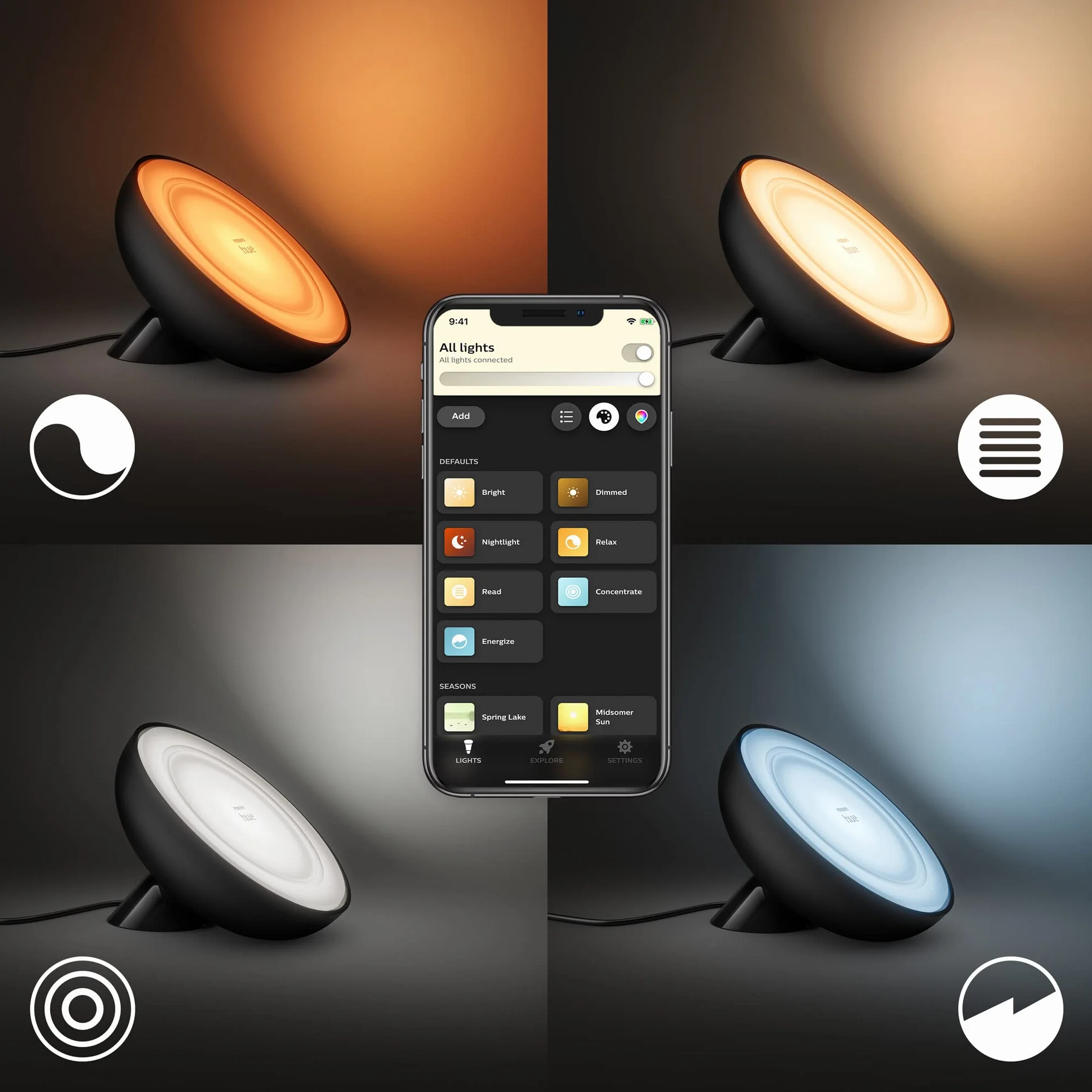 Philips Hue Bloom White and color ambiance Lampa stołowa LED, czarna, 16 mln kolorów, możliwość przyciemniania, sterowanie aplikacją