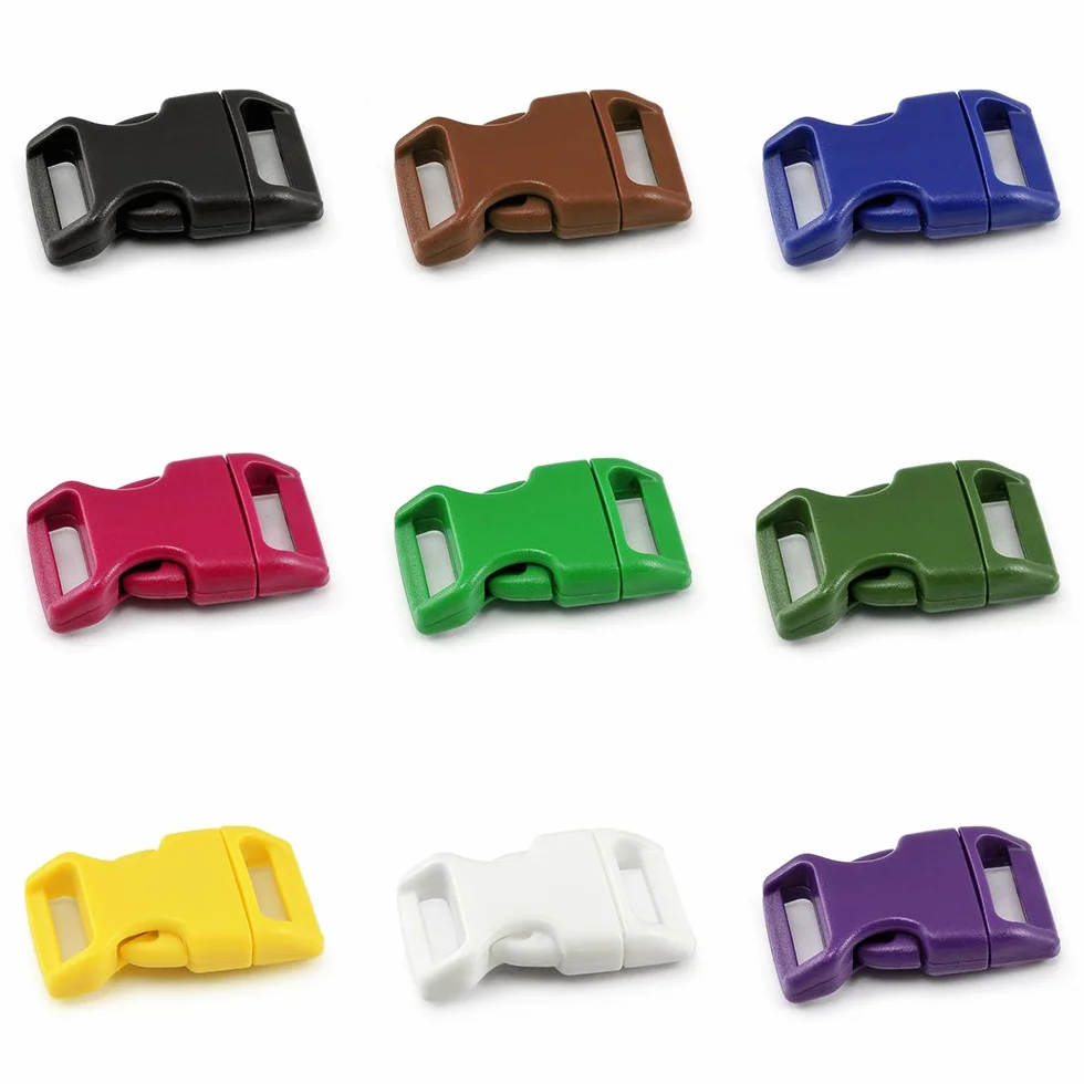 Ganzoo sprzączka zatrzaskowa zamknięcie na klik z tworzywa sztucznego 3/4" 20 mm, mix 9 kolorów, dwustronna lekko wygięta klamra wtykowa, do bransoletek paracord, obroży psa, plecaków i pasów