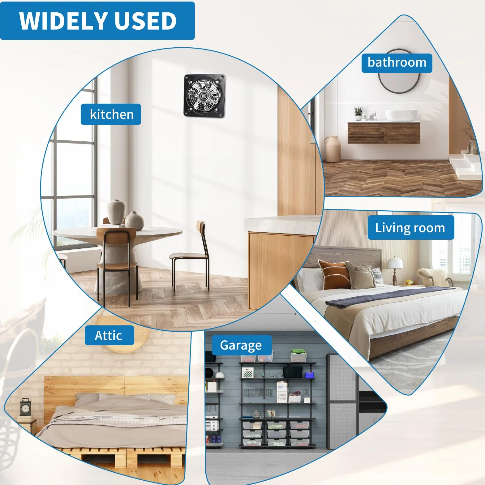 DBREAKS Wentylator wyciągowy Ø 150 mm 38 W 525 m³ przemysłowy ścienny czarny