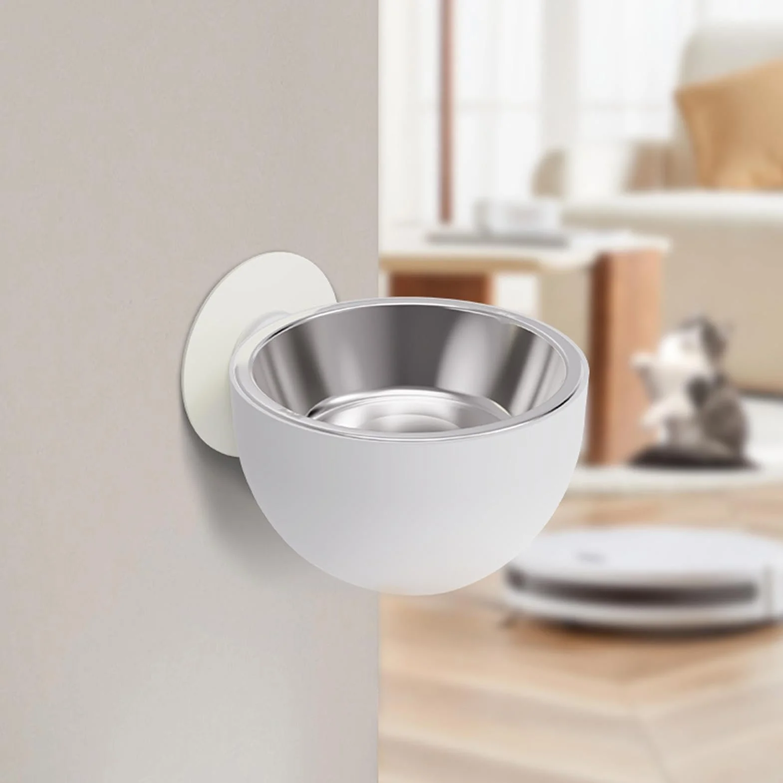 Wall Magnetic Dog Bowl, Stainless Steel Anti-Spill Feeder, Fixed Elevated Design, Strong Magnetic Mounting, Rust-Resistant & Dishwasher Safe, Perfect for Pets Food and Water