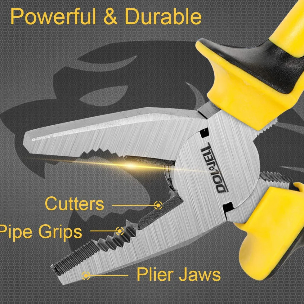 DOWELL Kombinerki Szczypce Lineman's Pliers 18 cm Nikiel Chromowa Stalowa Obcinak Do Drutu