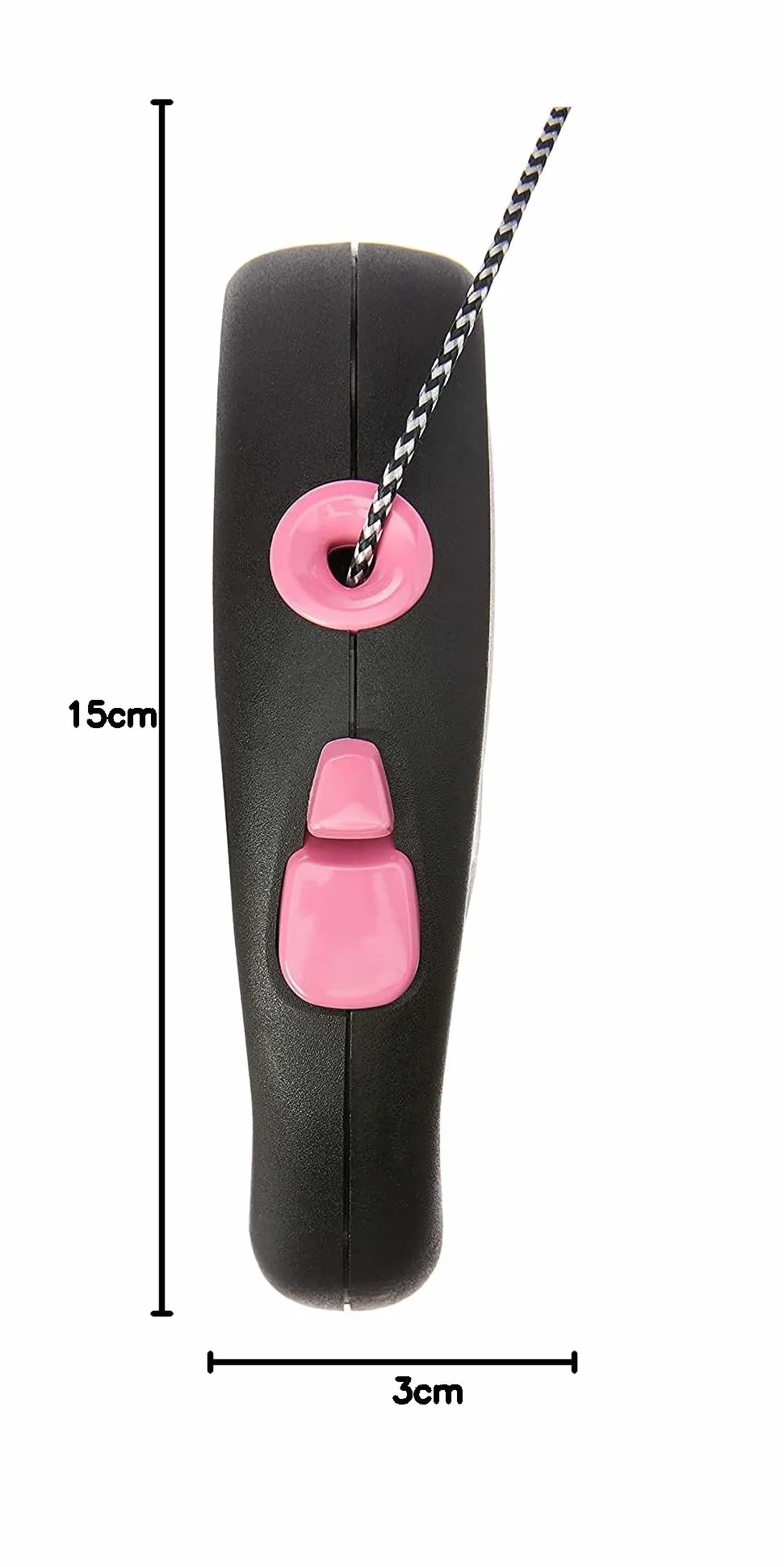 Flexi, model smyczy w kolorze czarnym, wersja ze sznurkiem, nowoczesny i ergonomiczny kształt, zaawansowany system prowadzenia, zwijana smycz, wyprodukowano w Niemczech, czarno-różowy, XS - 3m