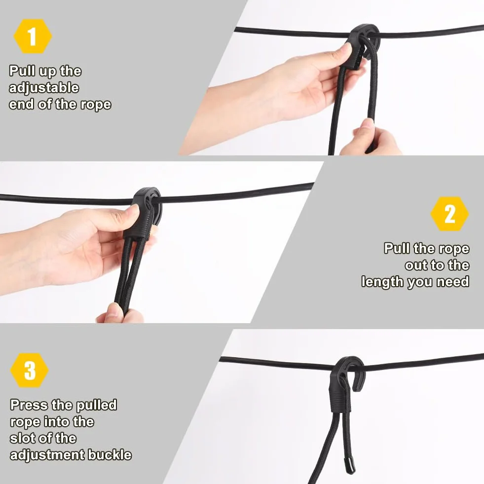 Flintronic Regulowana guma napinająca z haczykami, zestaw 4 sztuk, lateksowe napinacze gumowe, 100 cm, regulowany ekspander, z karabińczykiem, elastyczny, uniwersalny napinacz do bagażu, do samochodu